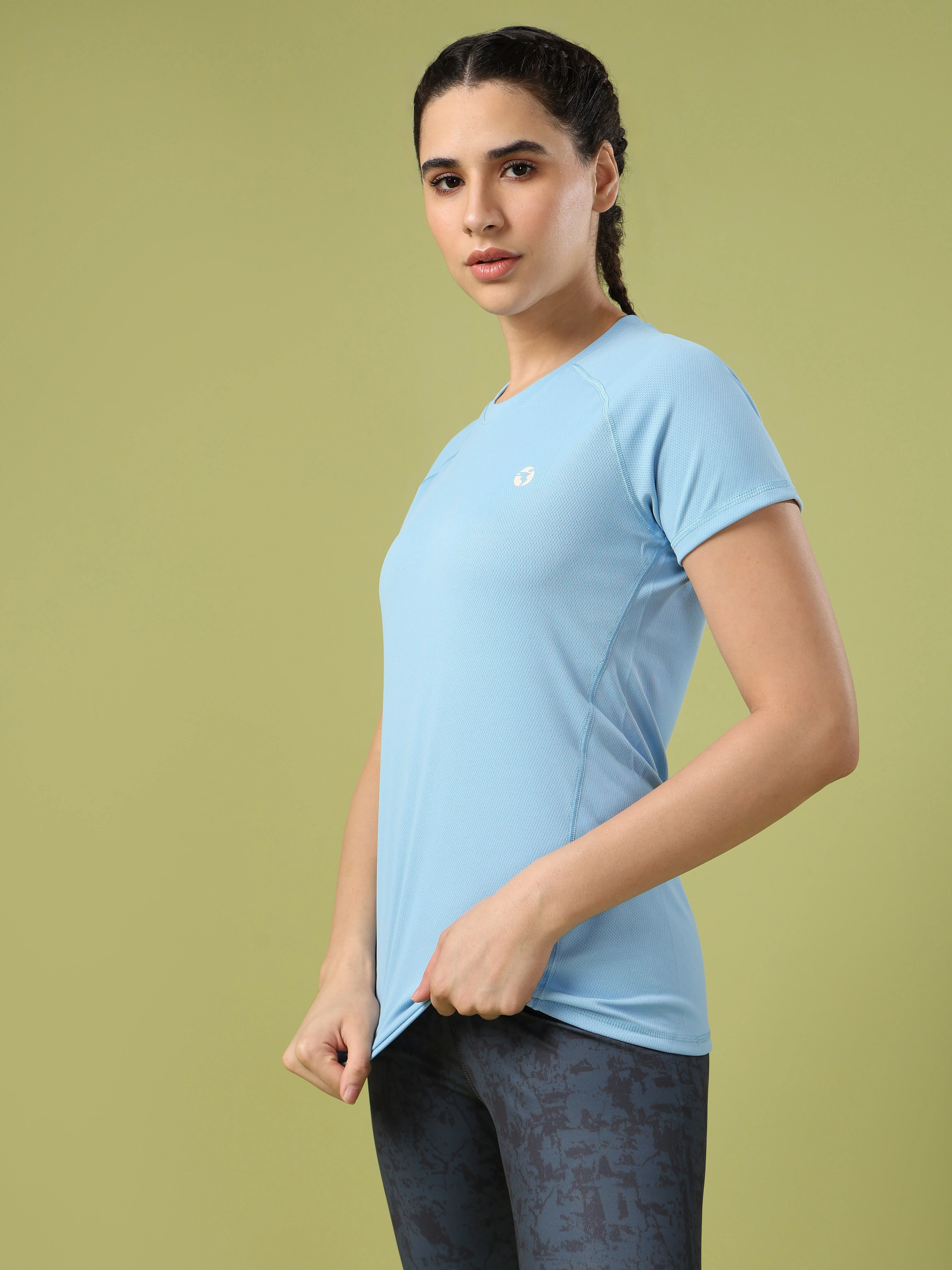 Women Solid Slim Fit Crew Neck T-shirt with TECHNO COOL - Image 5