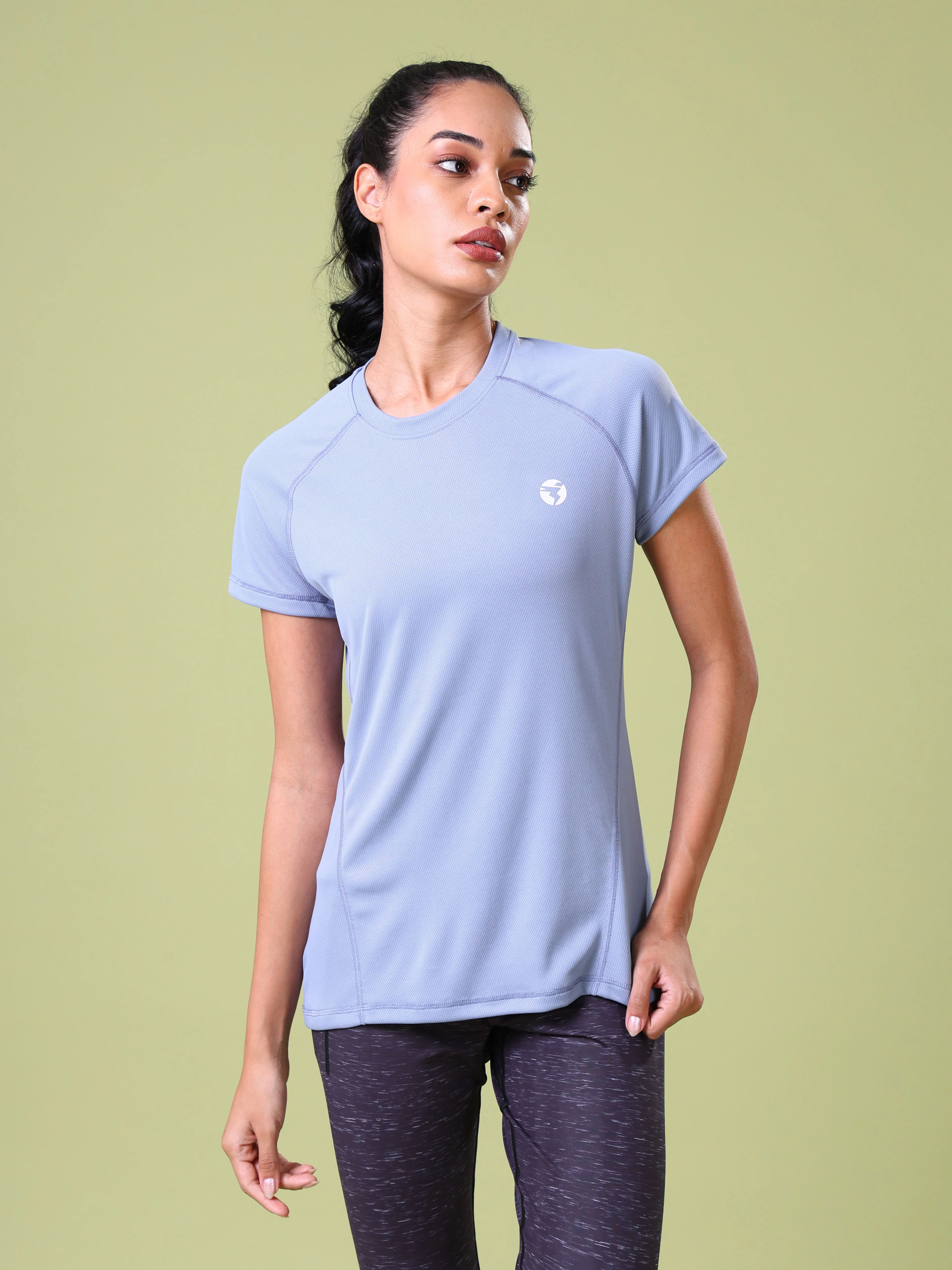 Women Solid Slim Fit Crew Neck T-shirt with TECHNO COOL - Image 2