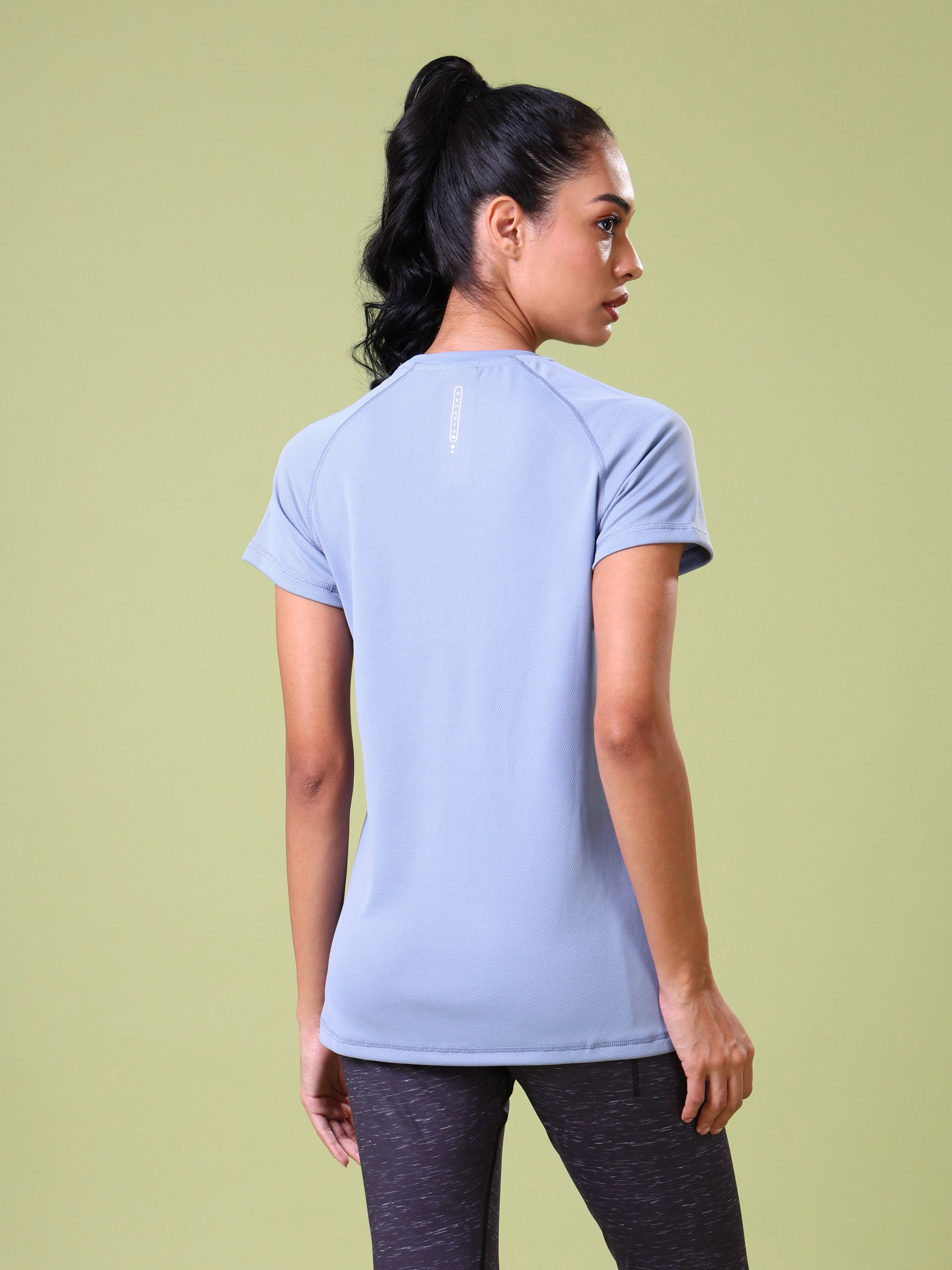 Women Solid Slim Fit Crew Neck T-shirt with TECHNO COOL - Image 3