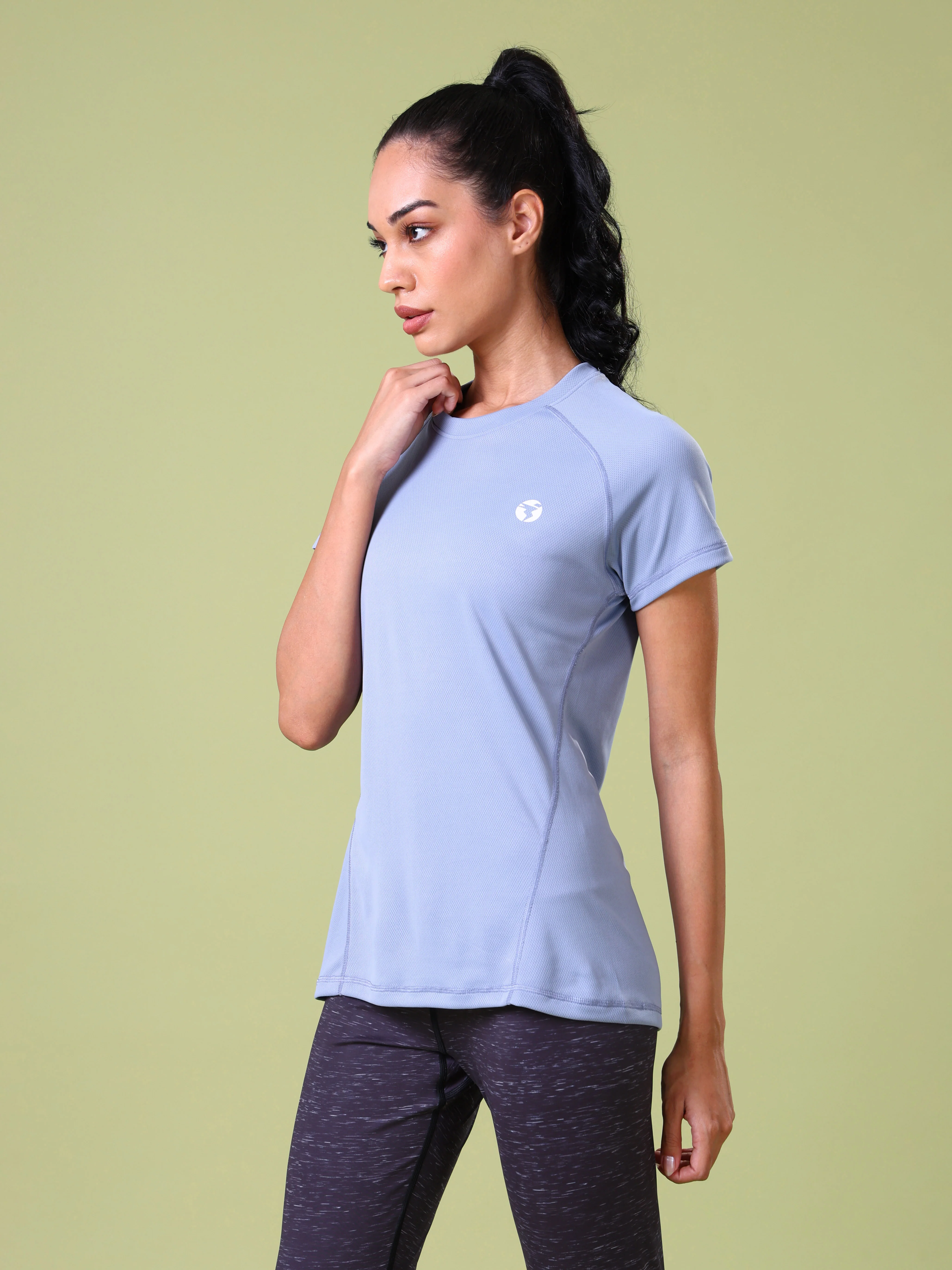 Women Solid Slim Fit Crew Neck T-shirt with TECHNO COOL - Image 4