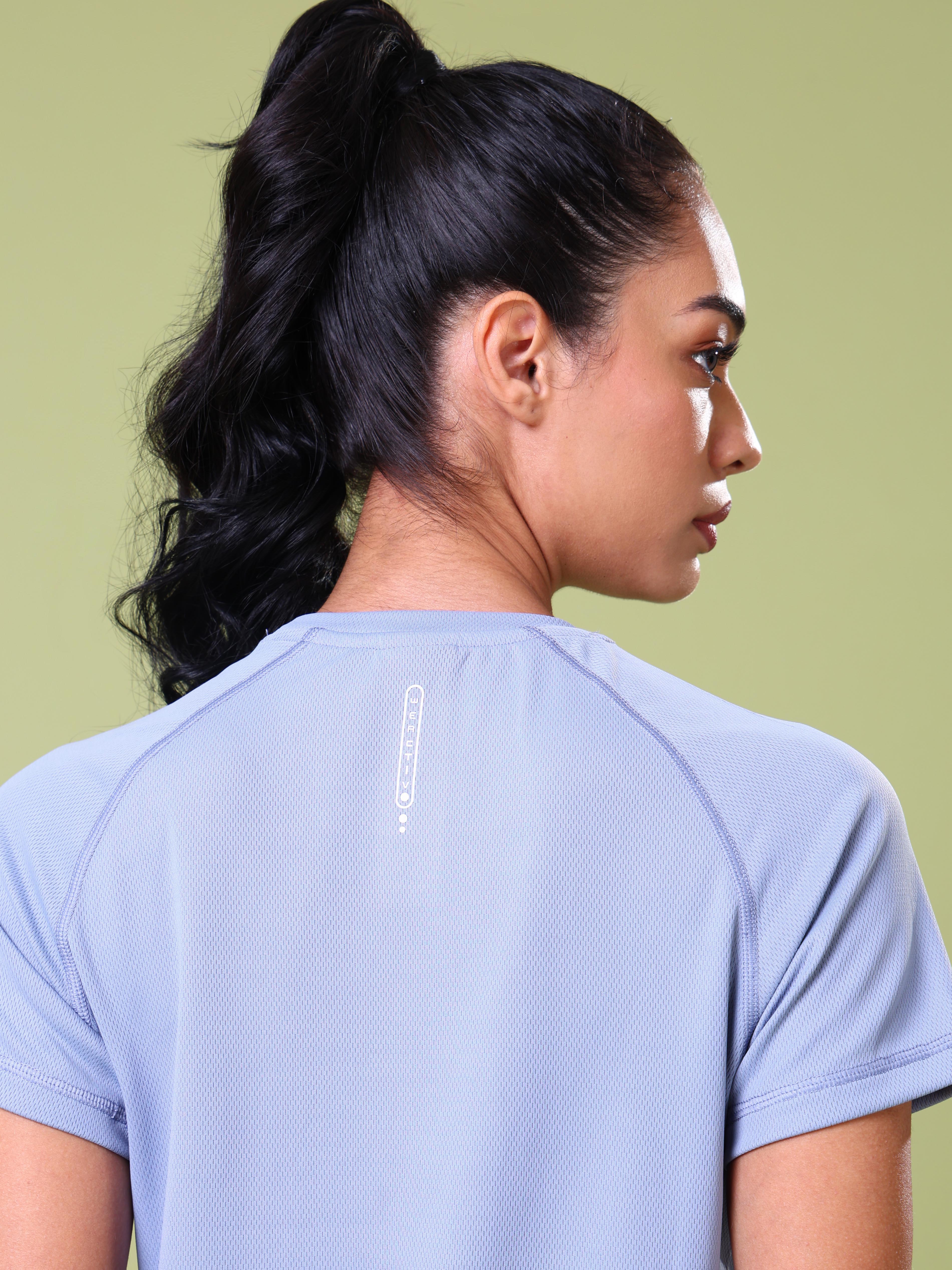 Women Solid Slim Fit Crew Neck T-shirt with TECHNO COOL - Image 7