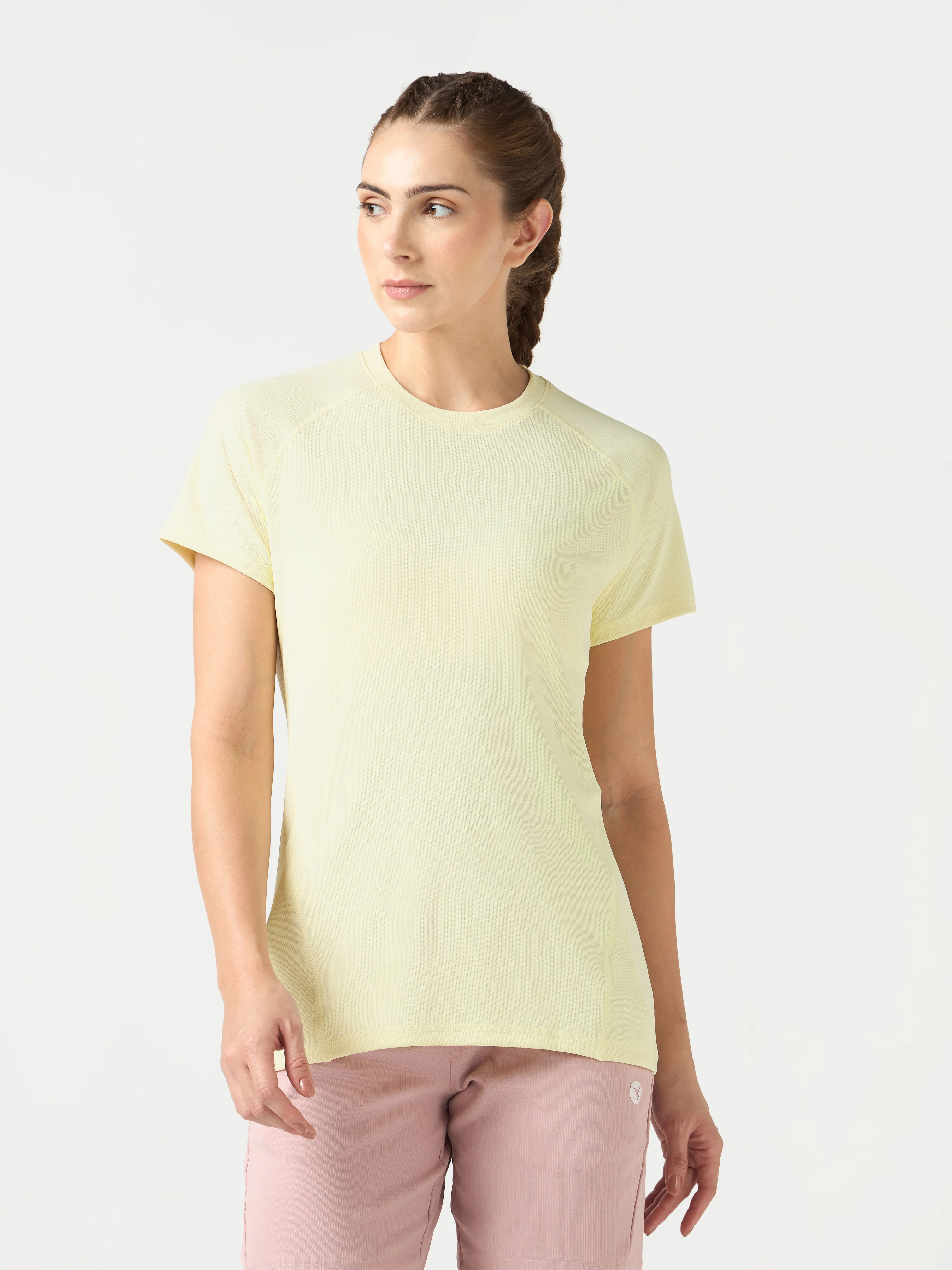 Women Solid Slim Fit Crew Neck T-shirt with TECHNO COOL - Image 2