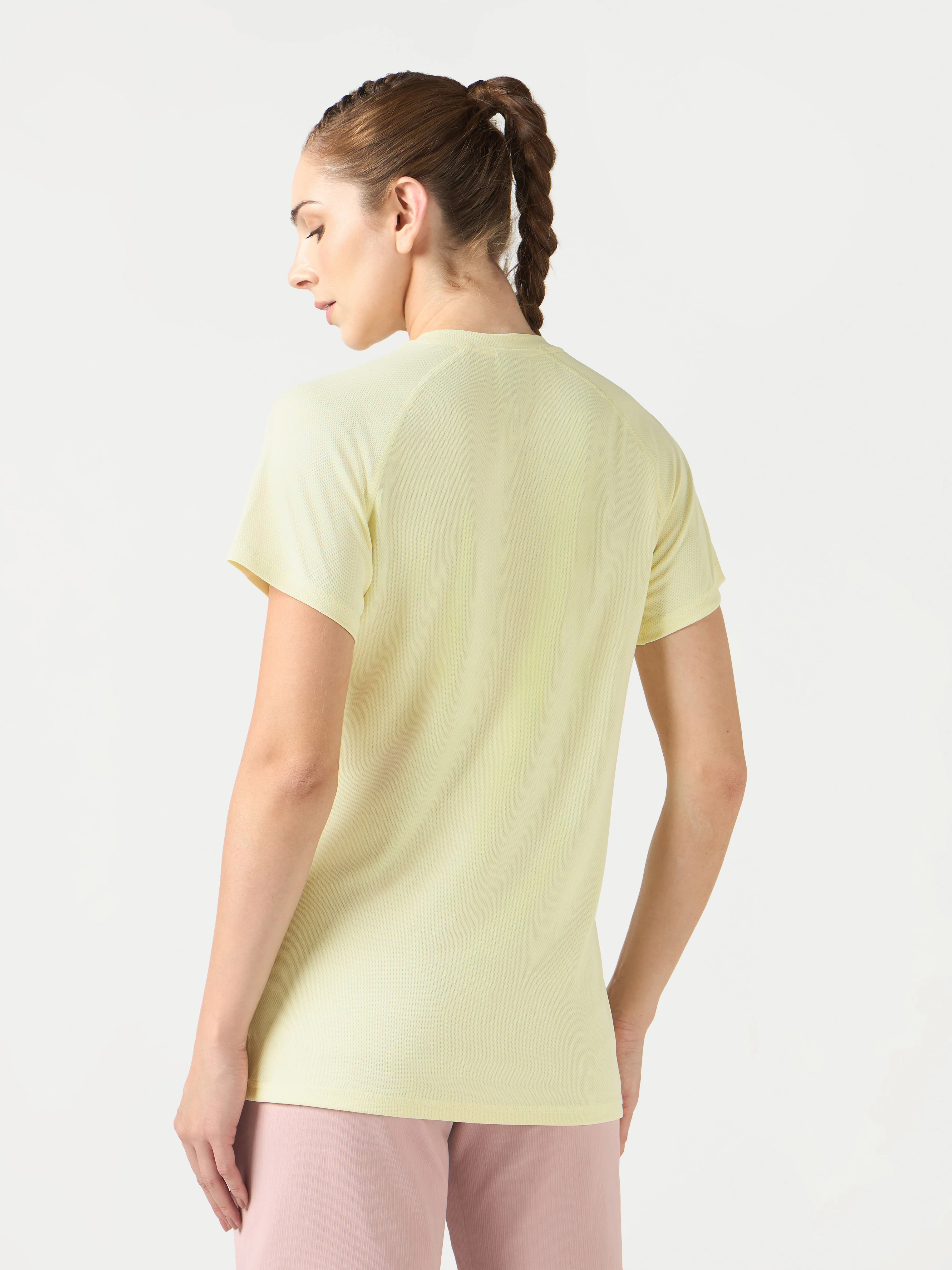 Women Solid Slim Fit Crew Neck T-shirt with TECHNO COOL - Image 3