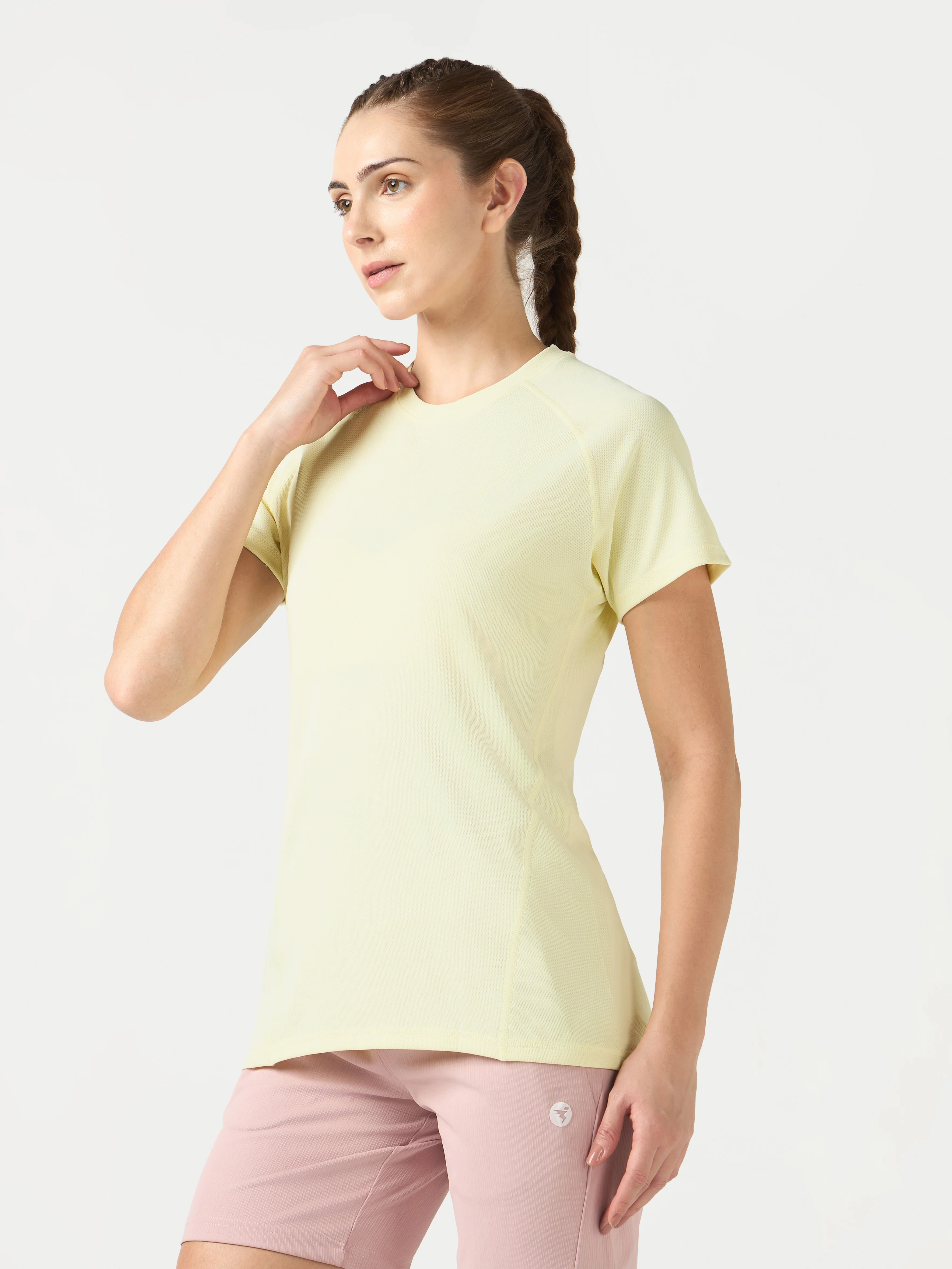 Women Solid Slim Fit Crew Neck T-shirt with TECHNO COOL - Image 4