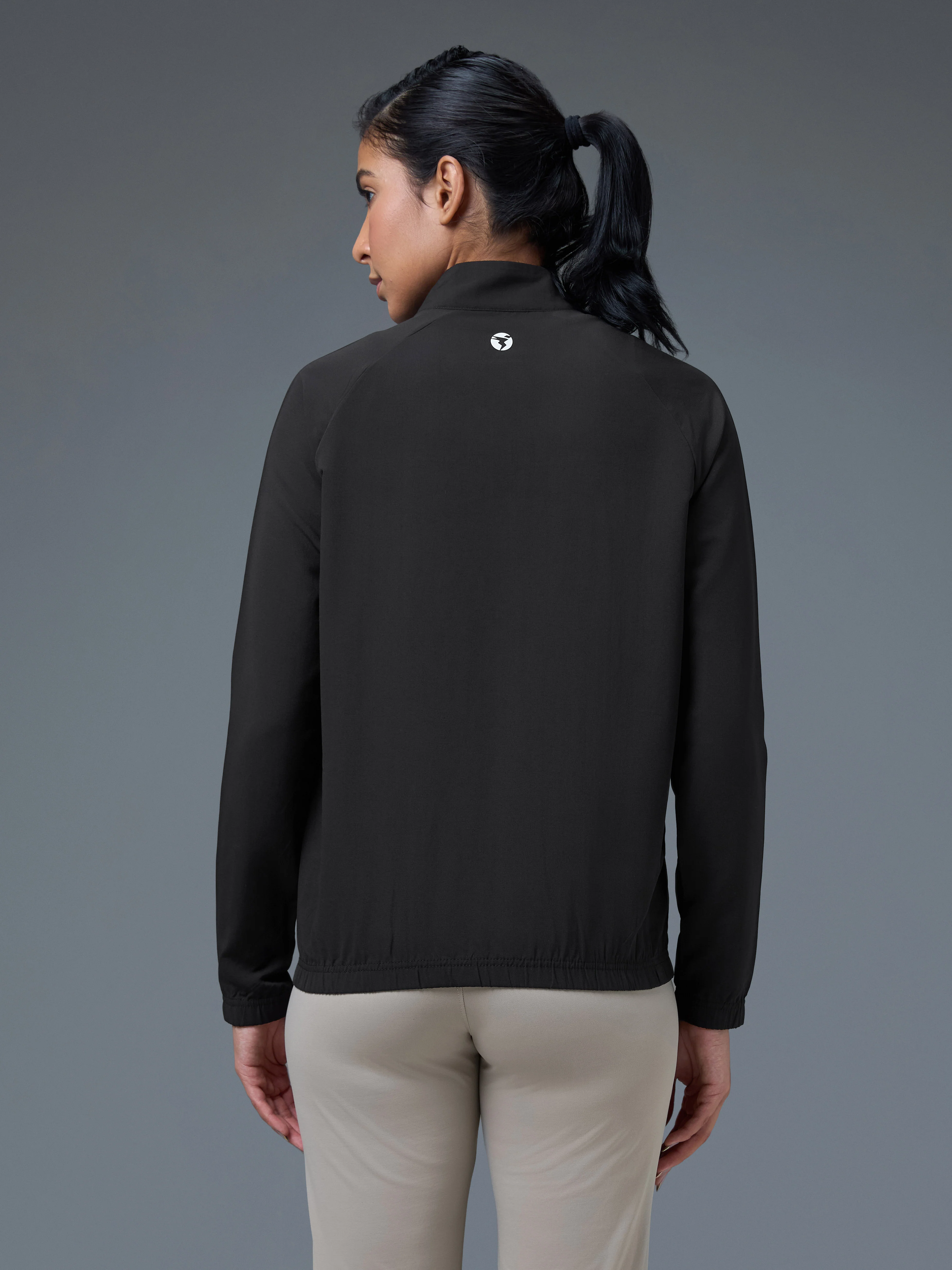 Women Solid Slim Fit Mock Neck Sports Jacket with TECHNOLITE - Image 2