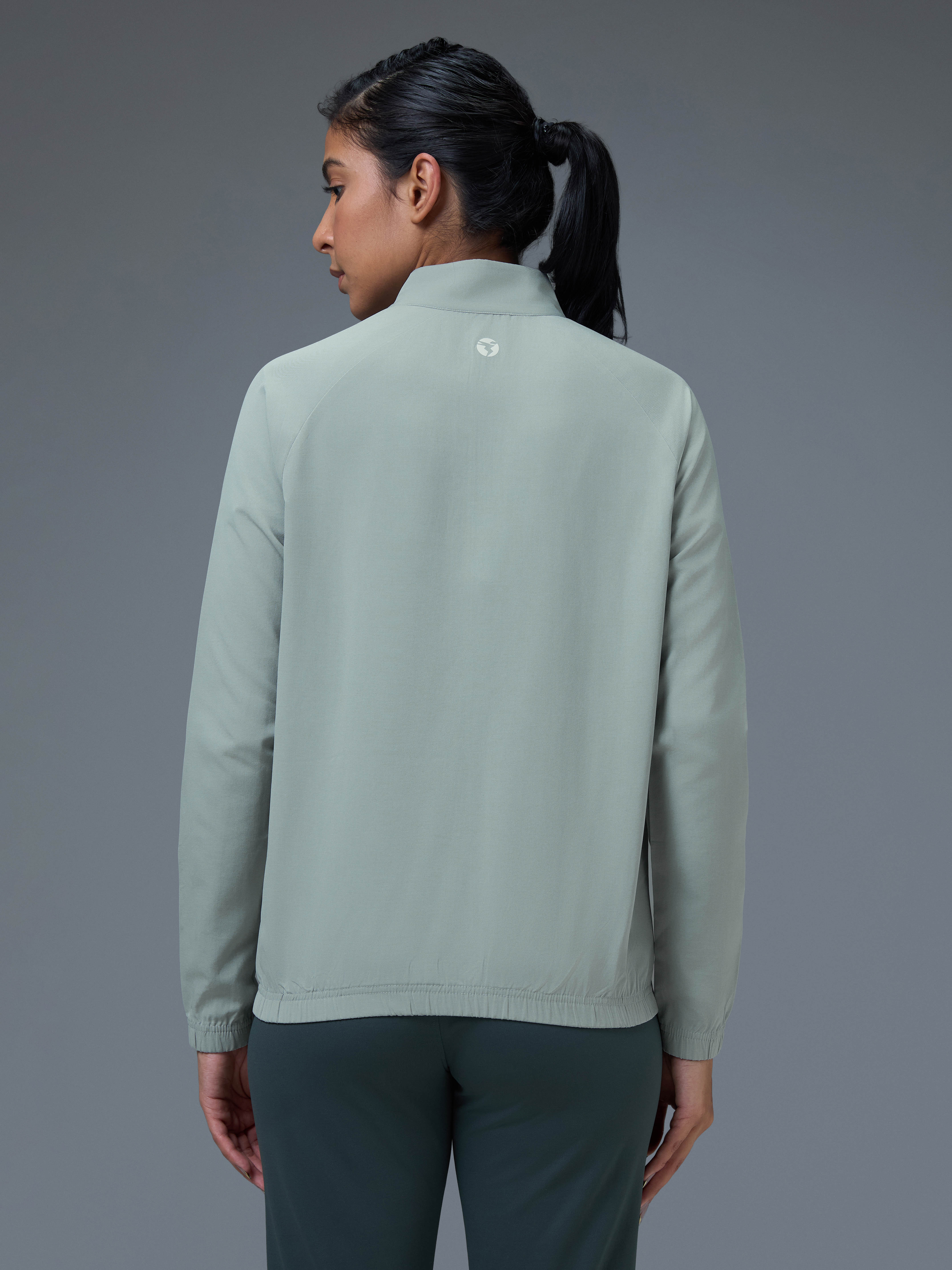 Women Solid Slim Fit Mock Neck Sports Jacket with TECHNOLITE - Image 3