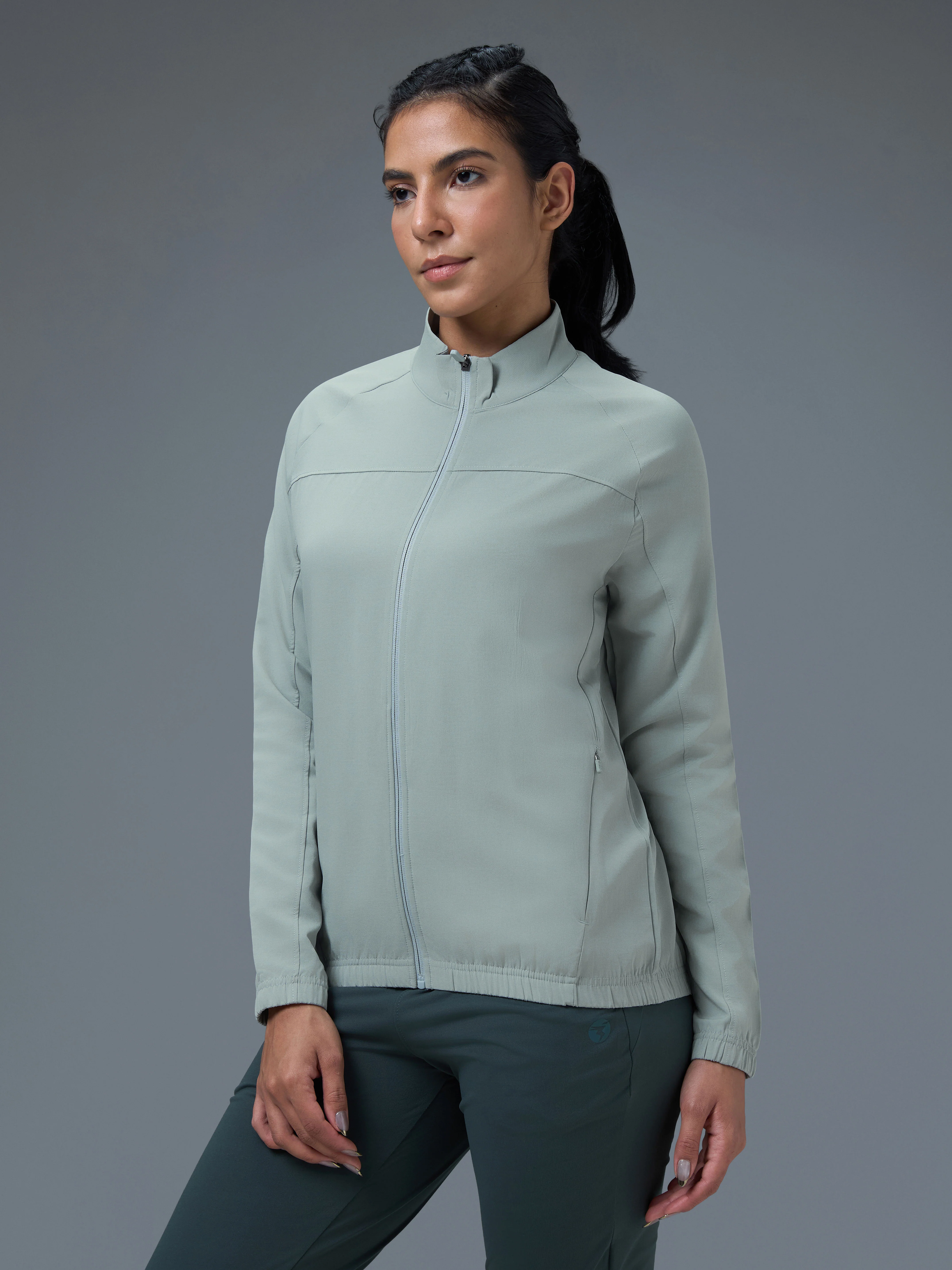 Women Solid Slim Fit Mock Neck Sports Jacket with TECHNOLITE - Image 4