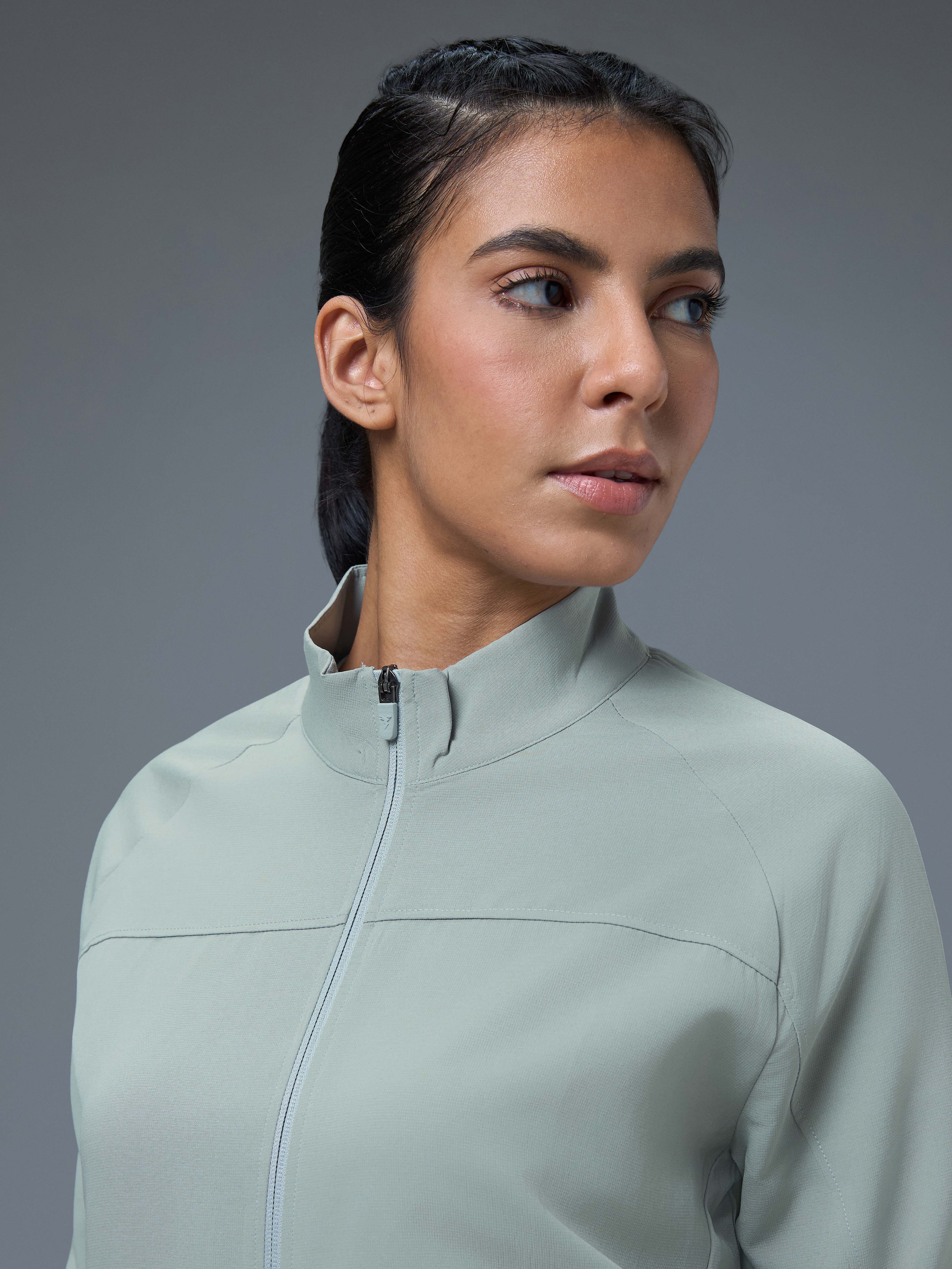 Women Solid Slim Fit Mock Neck Sports Jacket with TECHNOLITE - Image 6