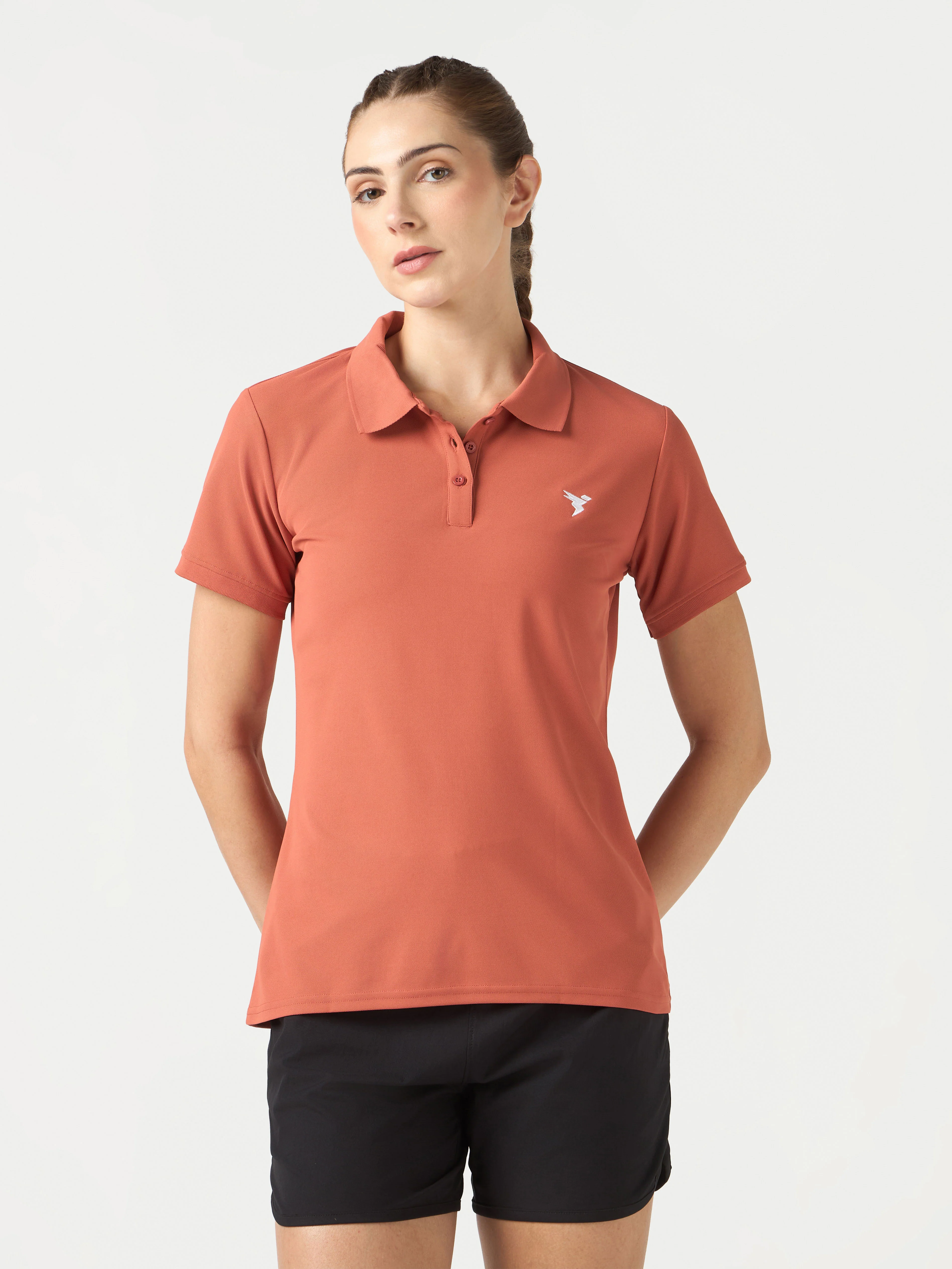Women Solid Slim Fit Polo T-shirt with MATPIQ - Image 2