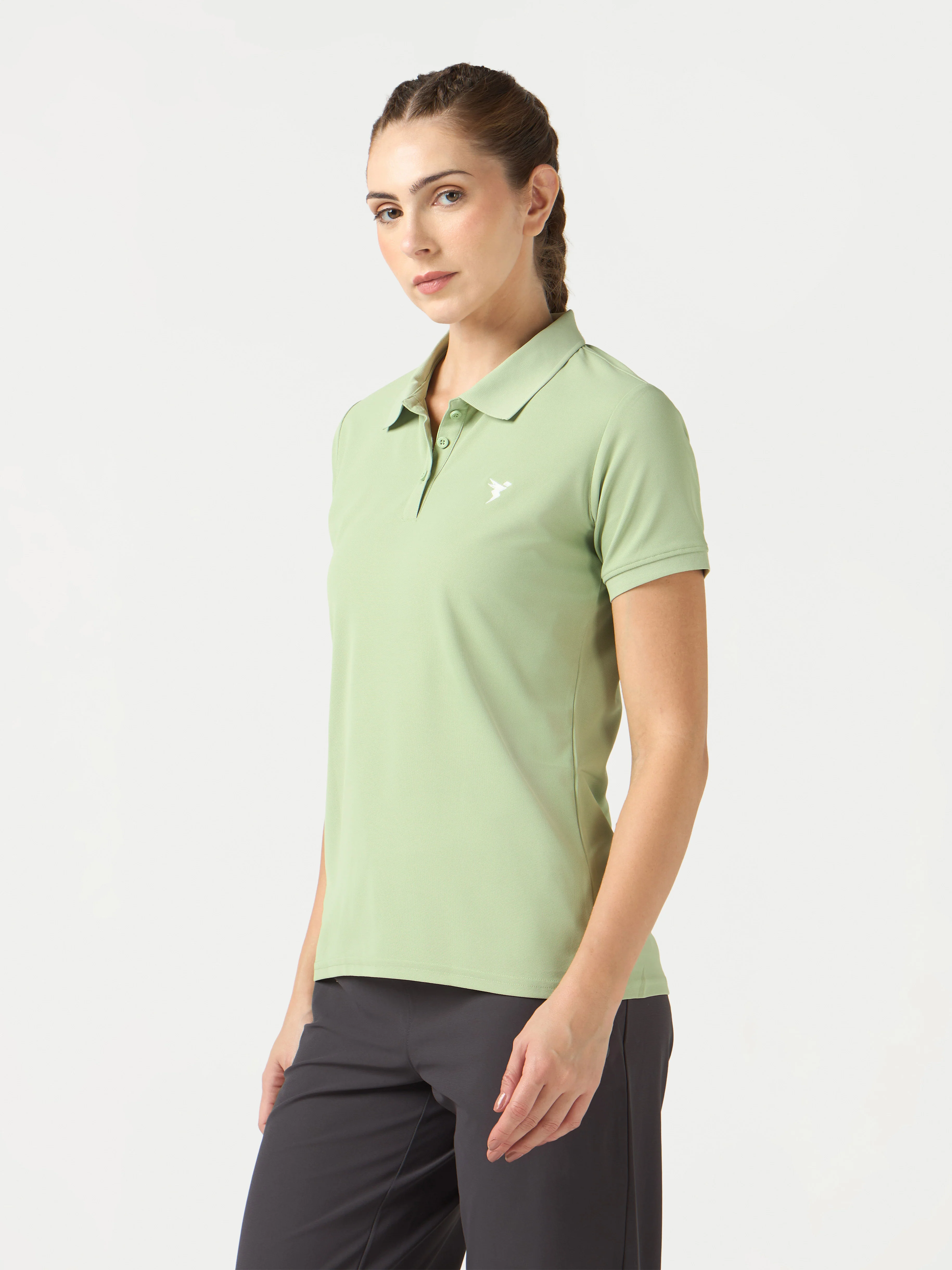 Women Solid Slim Fit Polo T-shirt with MATPIQ - Image 4