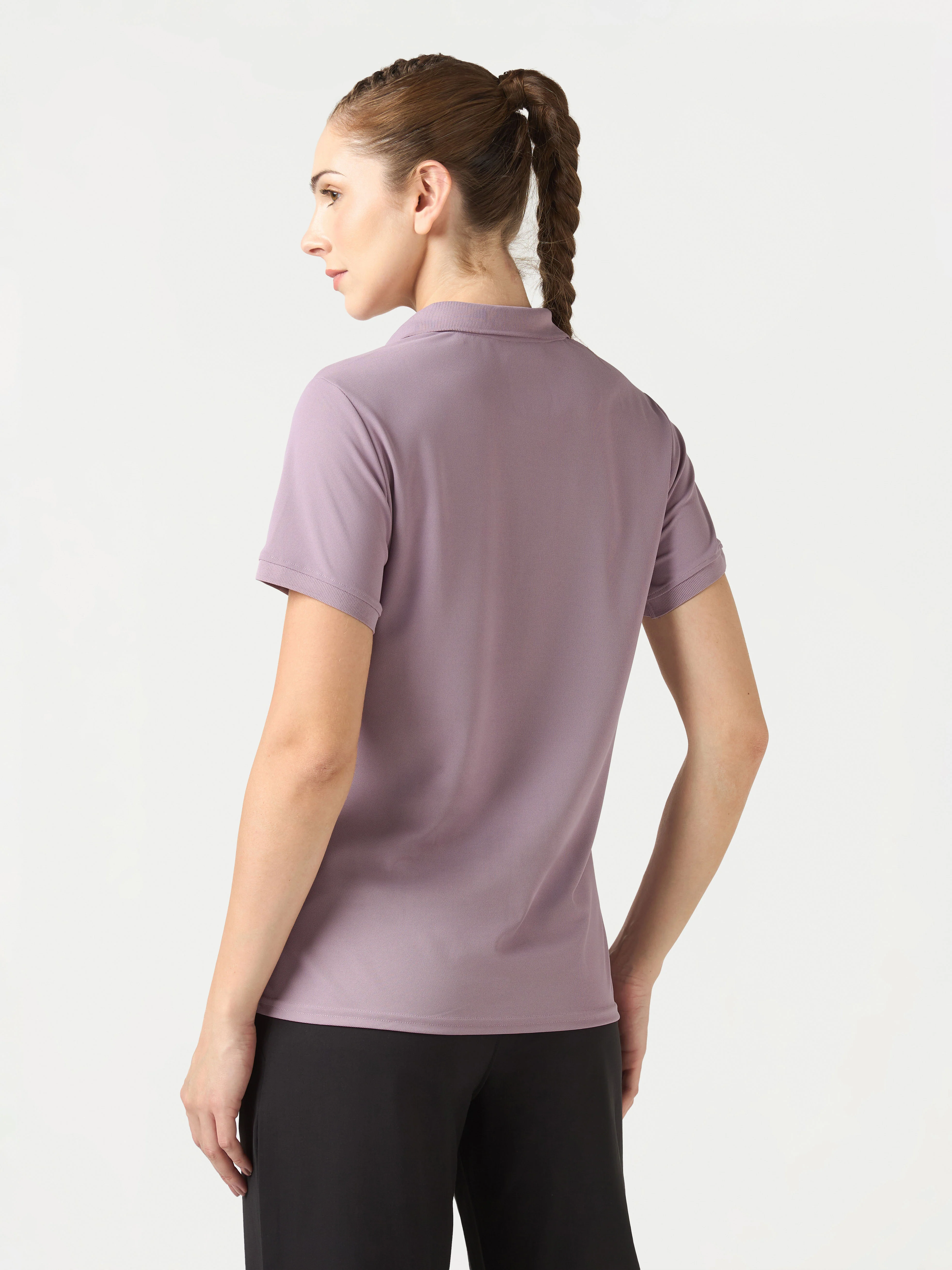 Women Solid Slim Fit Polo T-shirt with MATPIQ - Image 3
