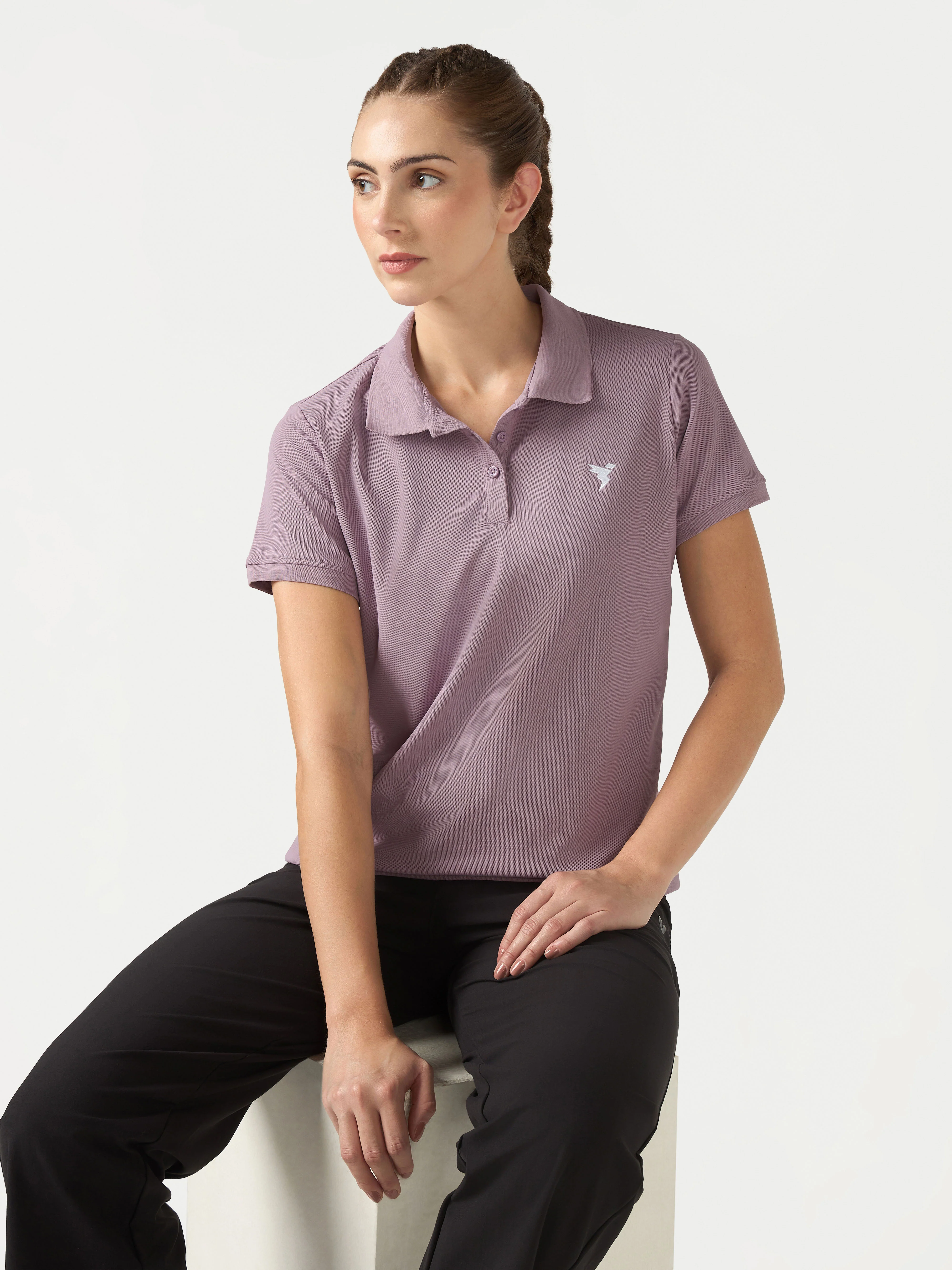 Women Solid Slim Fit Polo T-shirt with MATPIQ - Image 5