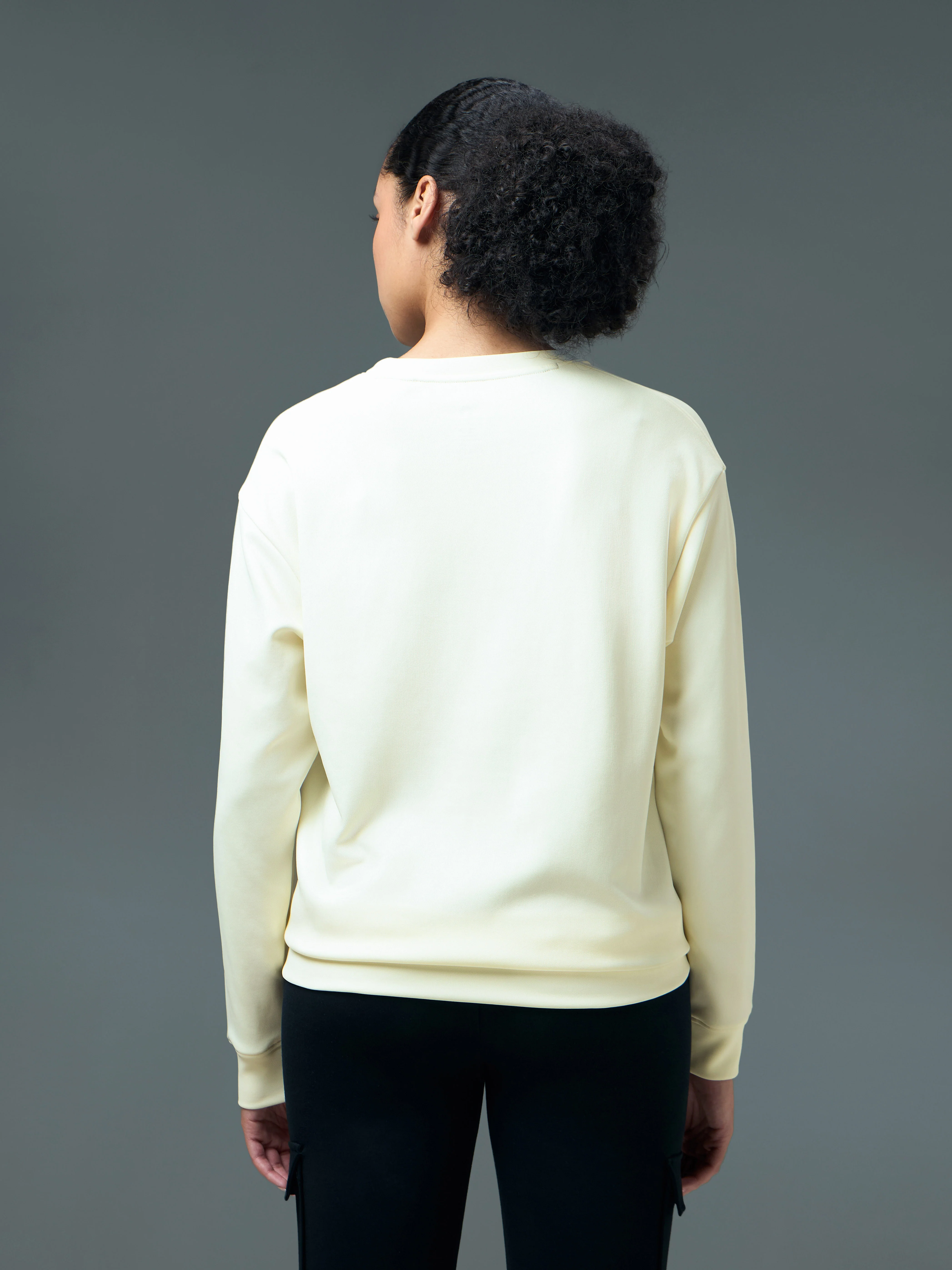 Women Solid Slim Fit Round Neck Sports Sweatshirt with ELASTOPLUS - Image 3
