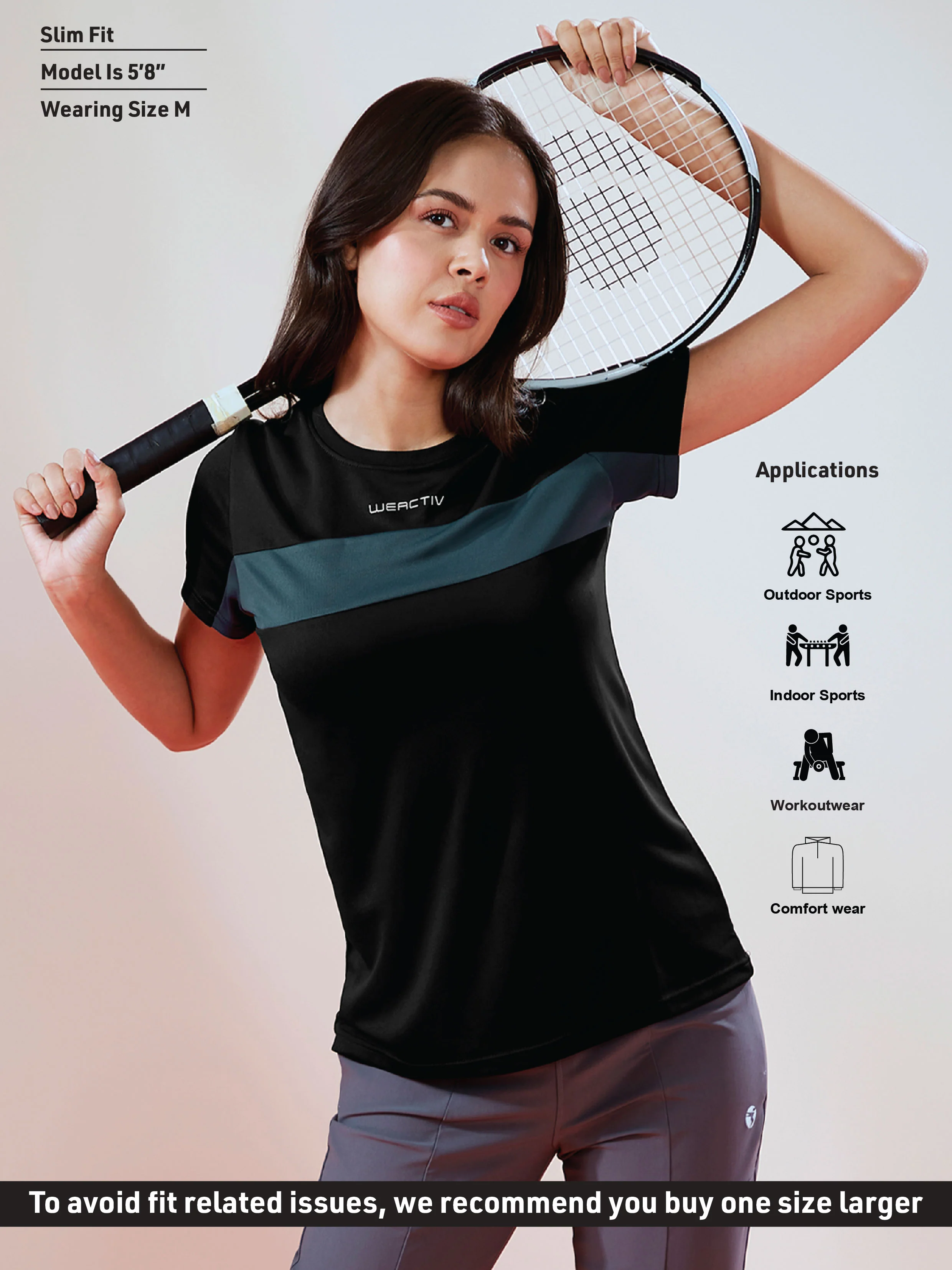 Women Solid Slim Fit Round Neck T-shirt with TECHNO COOL - Image 4