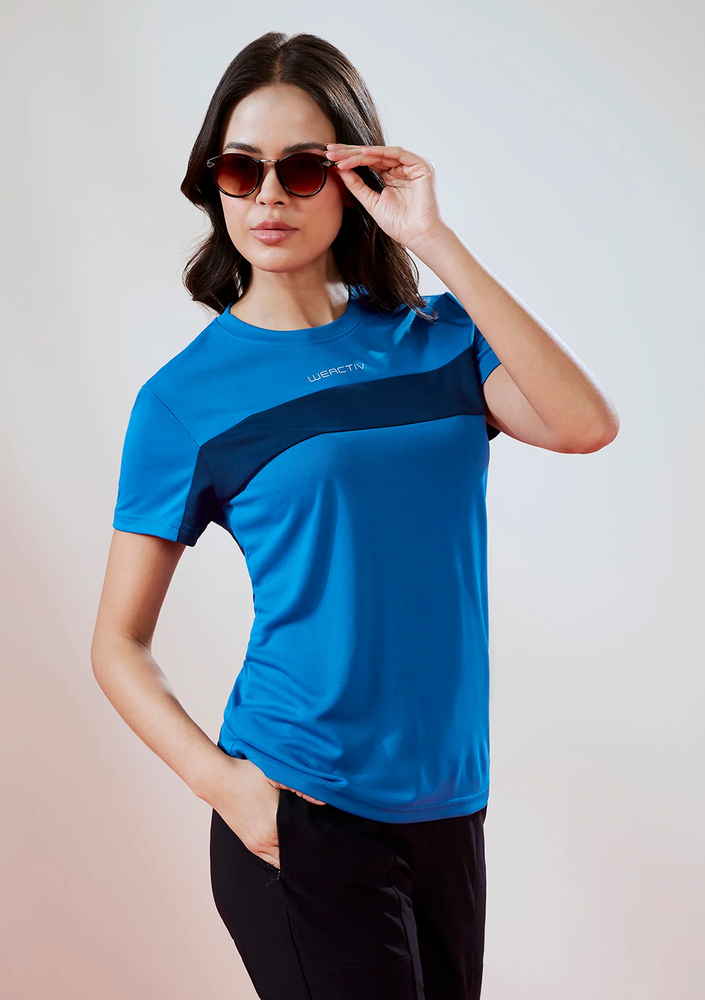 Women Solid Slim Fit Round Neck T-shirt with TECHNO COOL