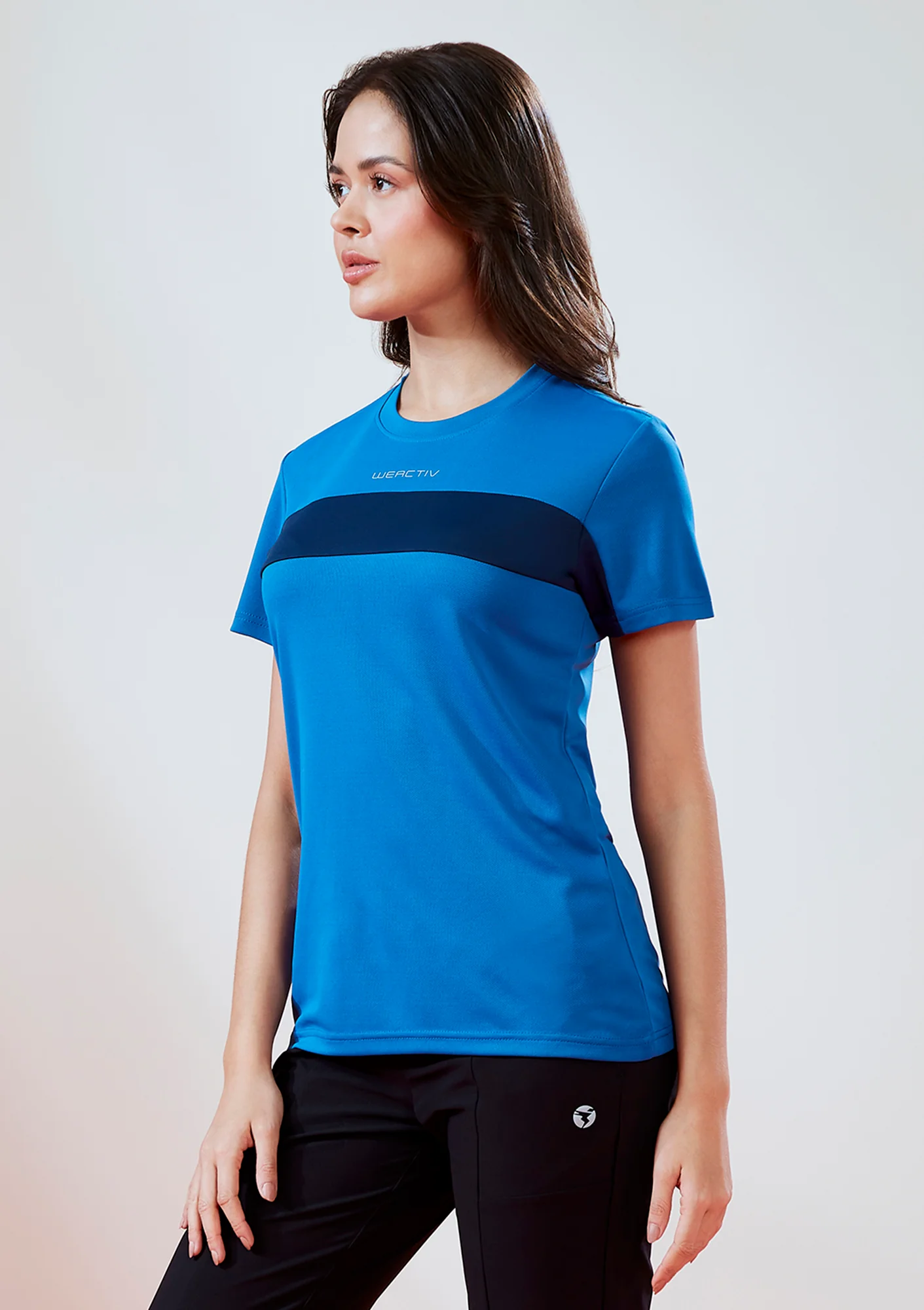 Women Solid Slim Fit Round Neck T-shirt with TECHNO COOL - Image 3