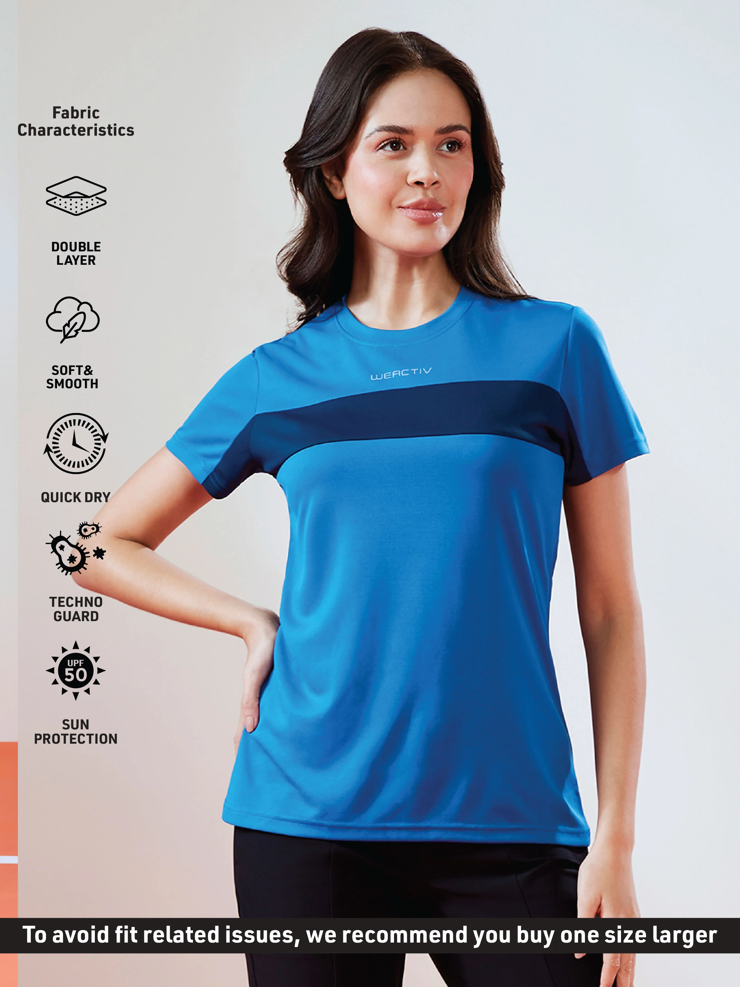 Women Solid Slim Fit Round Neck T-shirt with TECHNO COOL - Image 4
