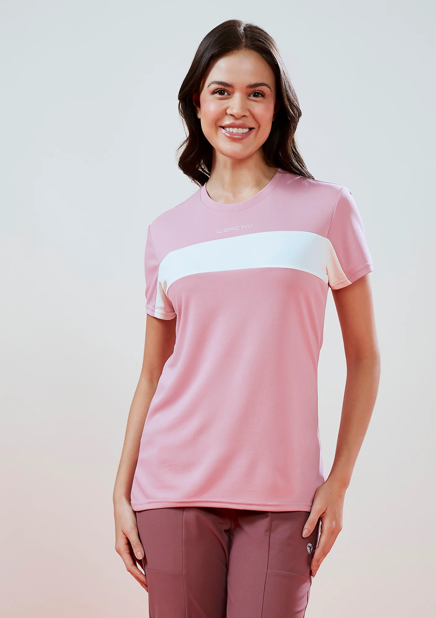 Women Solid Slim Fit Round Neck T-shirt with TECHNO COOL - Image 2