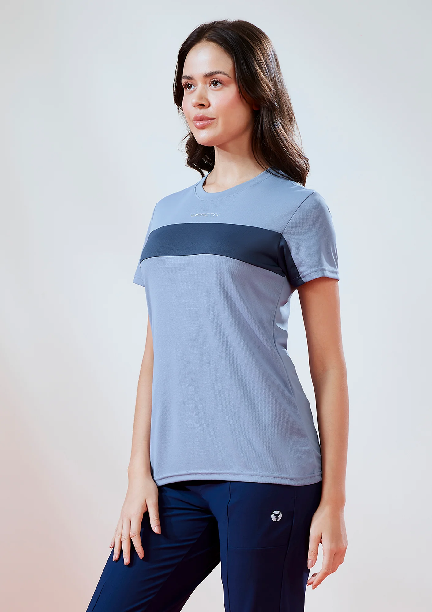 Women Solid Slim Fit Round Neck T-shirt with TECHNO COOL - Image 3