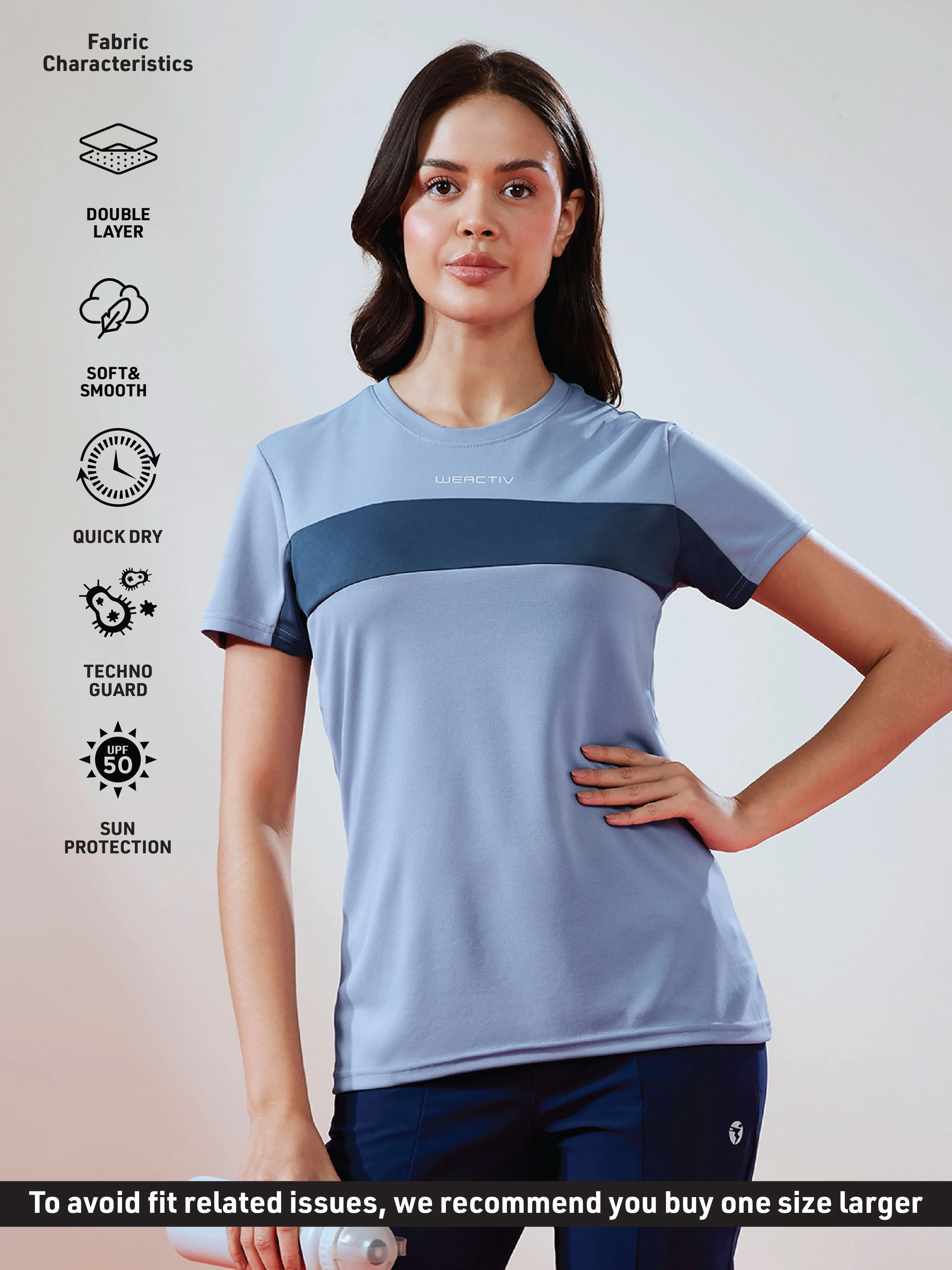 Women Solid Slim Fit Round Neck T-shirt with TECHNO COOL - Image 4