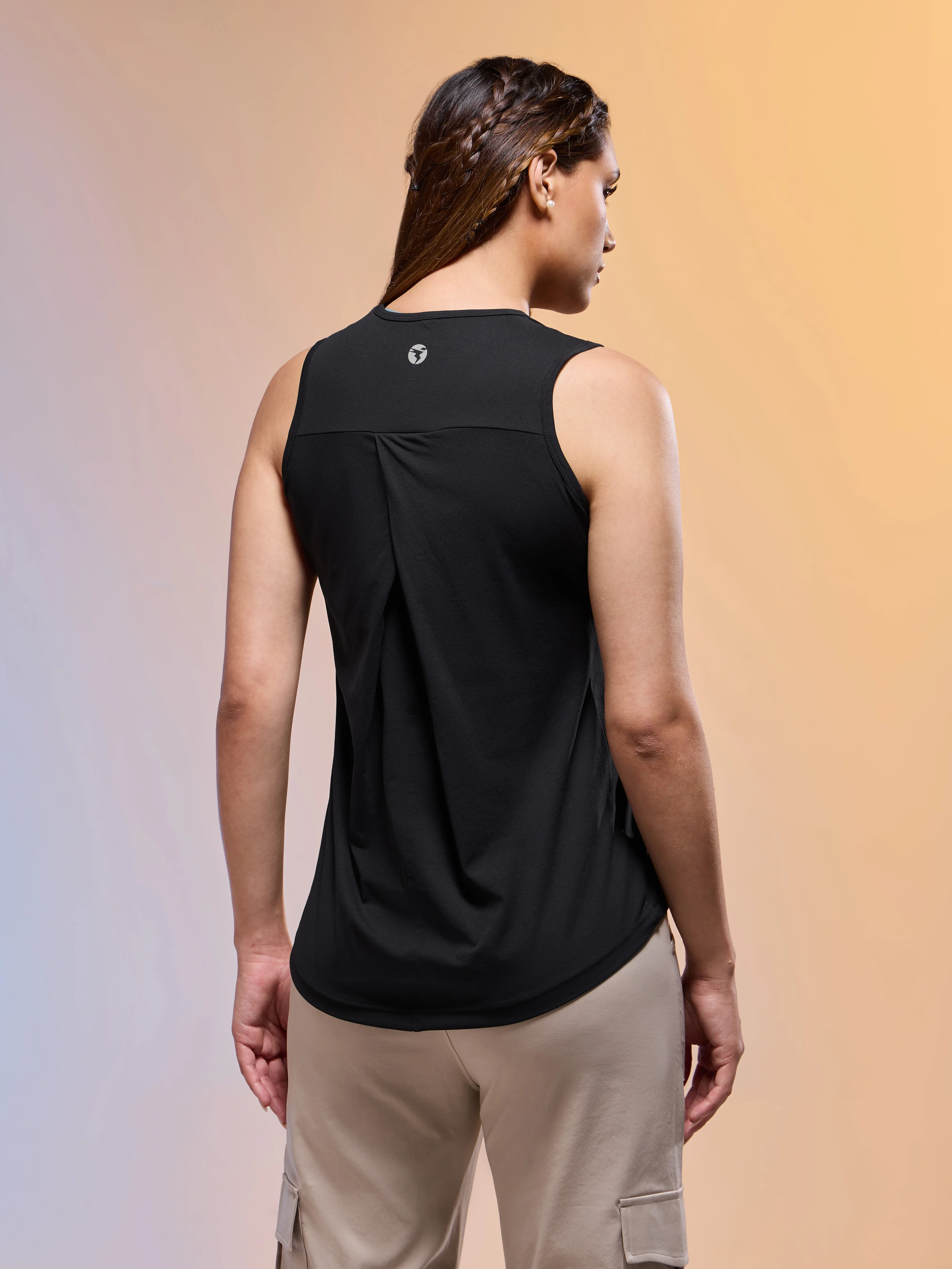 Women Solid Slim Fit Round Neck Tank Top with COTFLEX - Image 3