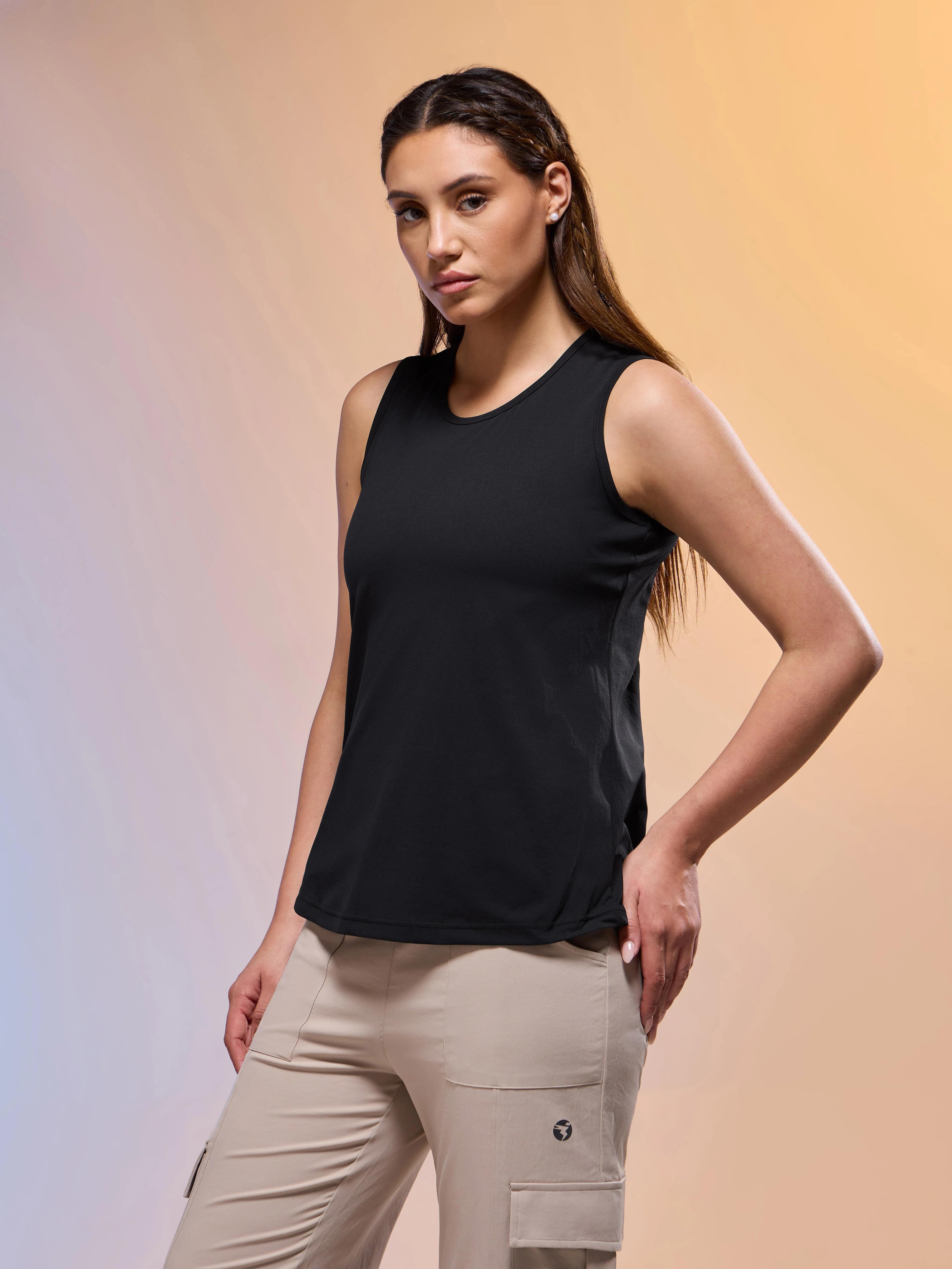 Women Solid Slim Fit Round Neck Tank Top with COTFLEX - Image 4