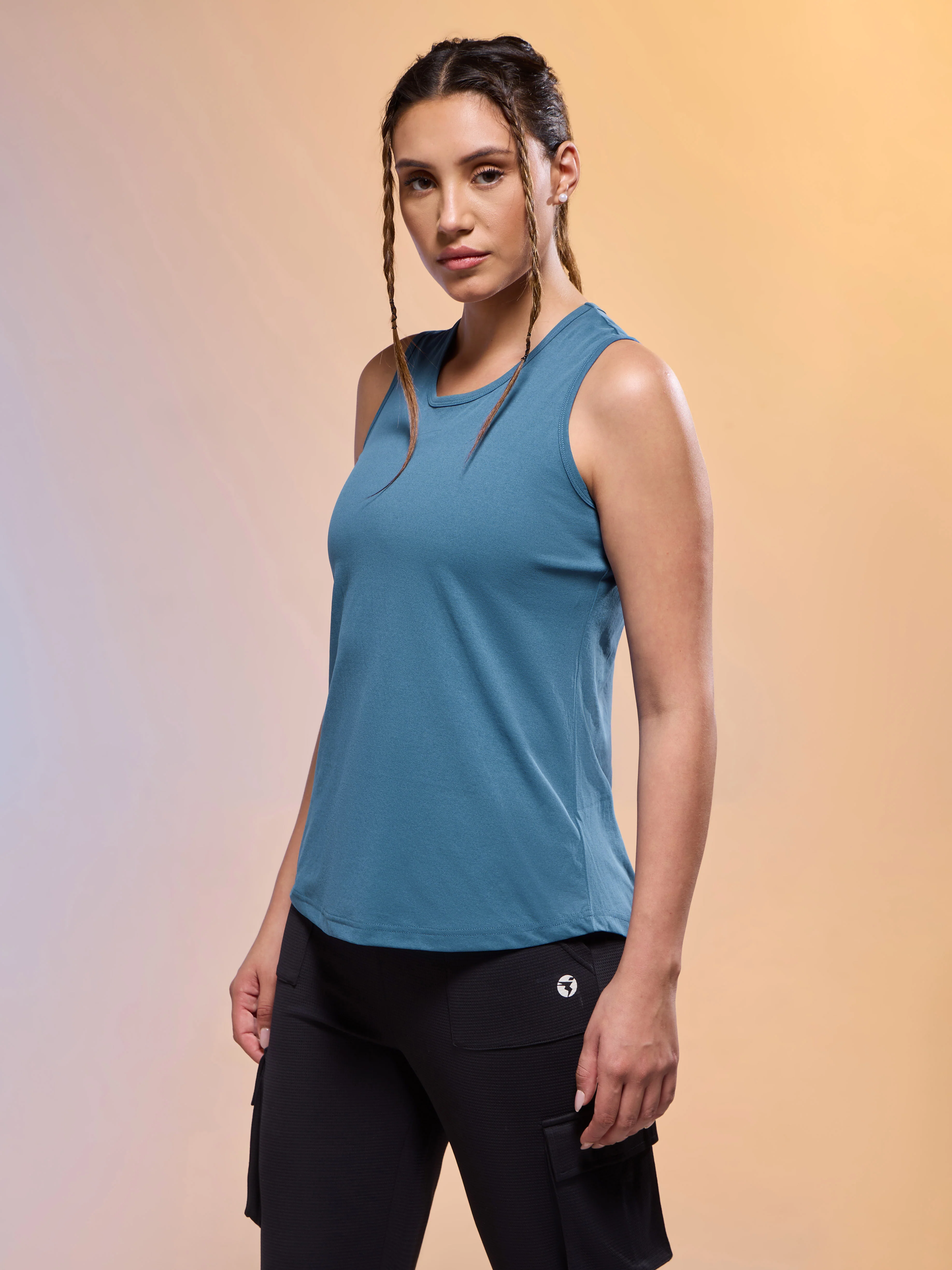 Women Solid Slim Fit Round Neck Tank Top with COTFLEX - Image 4