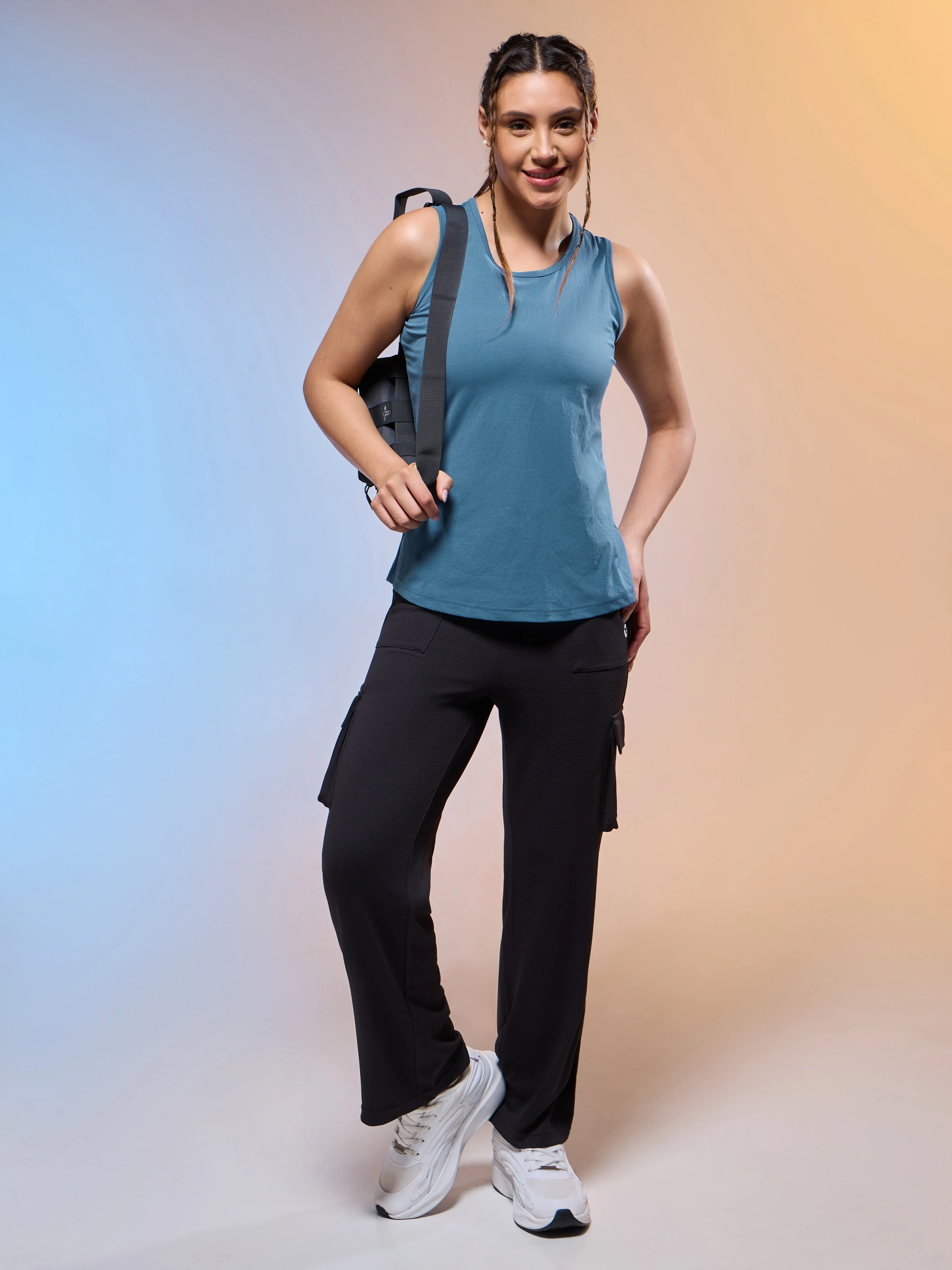 Women Solid Slim Fit Round Neck Tank Top with COTFLEX - Image 5