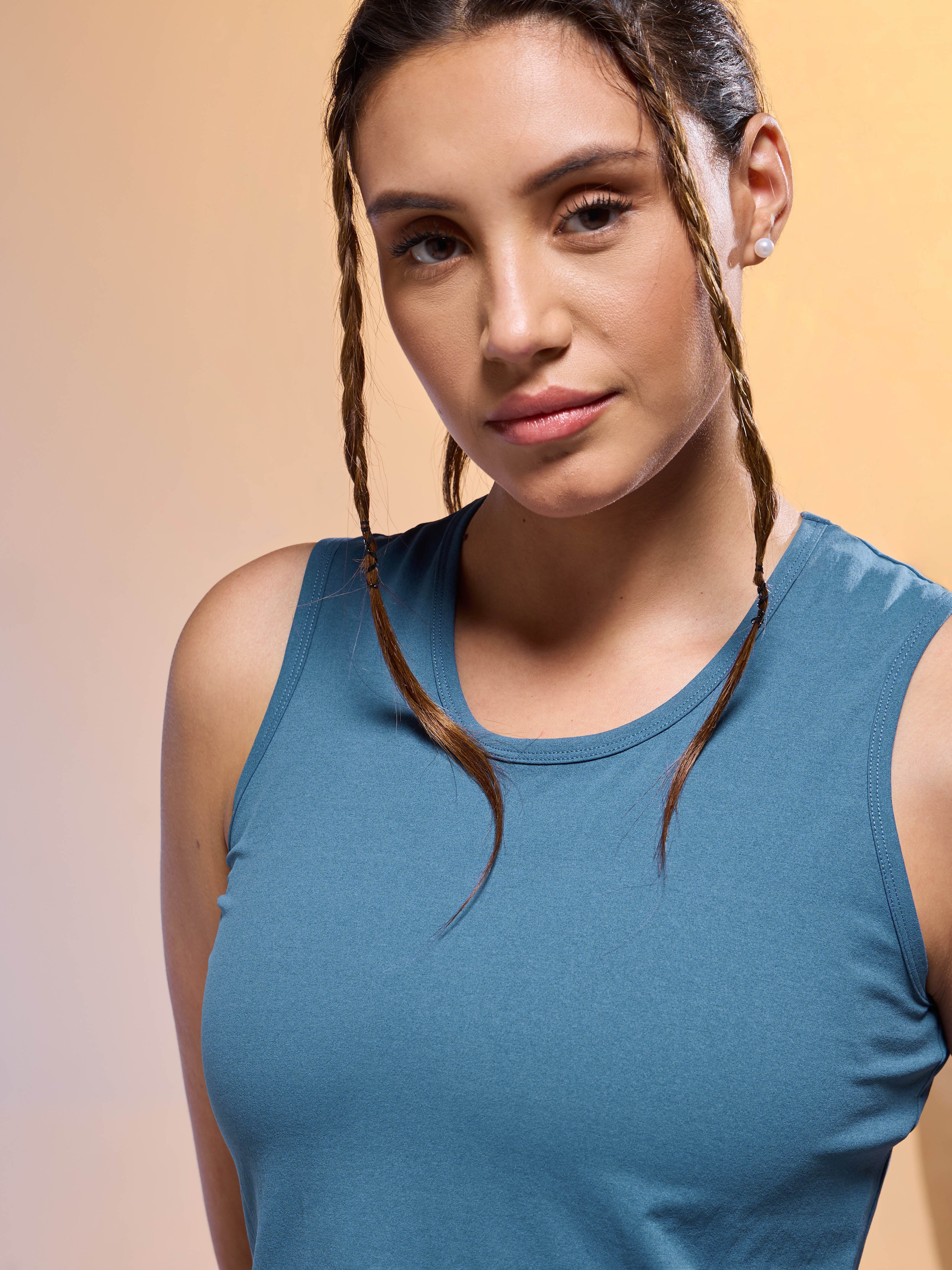 Women Solid Slim Fit Round Neck Tank Top with COTFLEX - Image 6