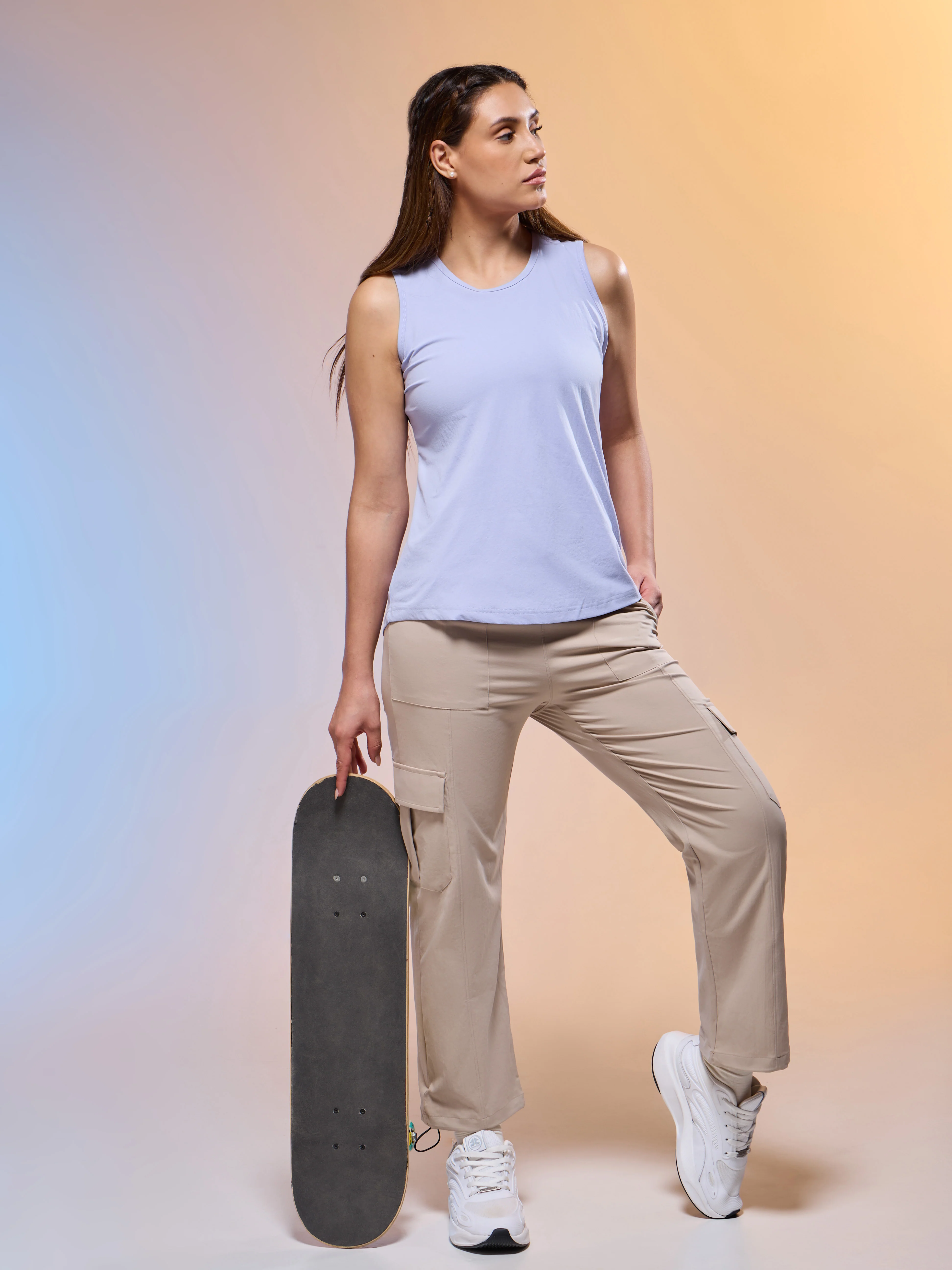 Women Solid Slim Fit Round Neck Tank Top with COTFLEX - Image 5