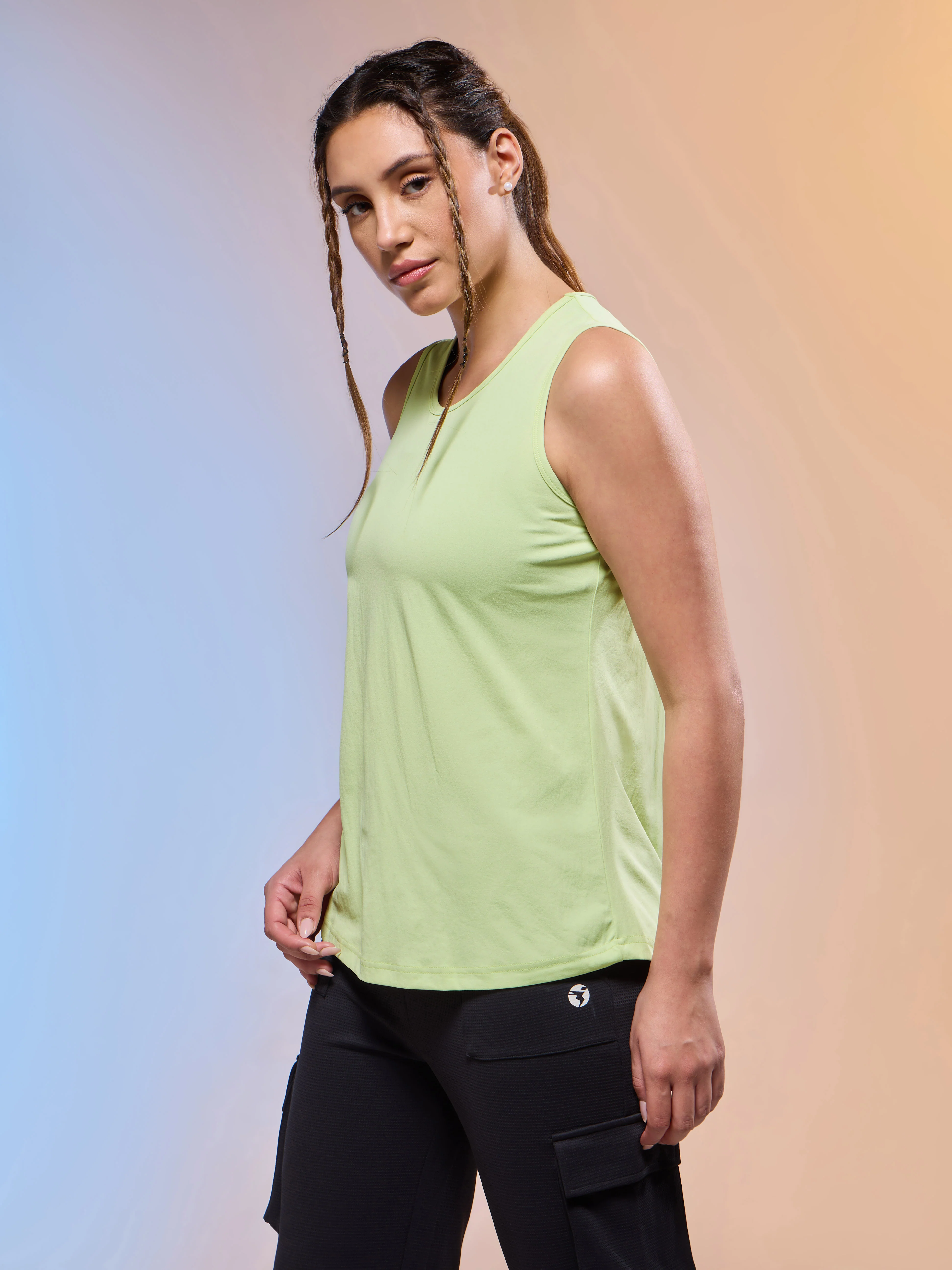 Women Solid Slim Fit Round Neck Tank Top with COTFLEX - Image 4