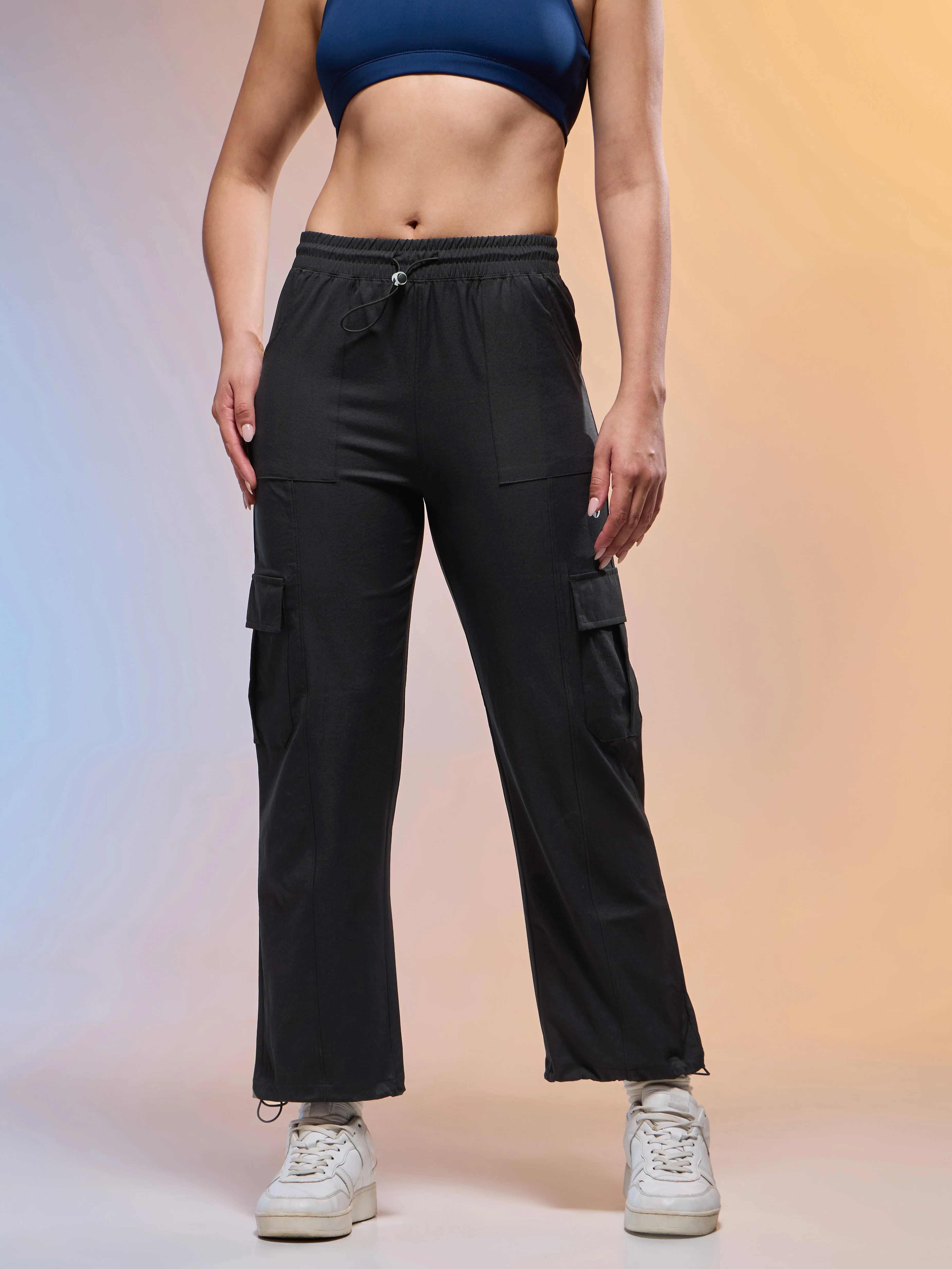 Women Solid Slim Fit Sports Cargo Trackpants with TS FLEXI - Image 2