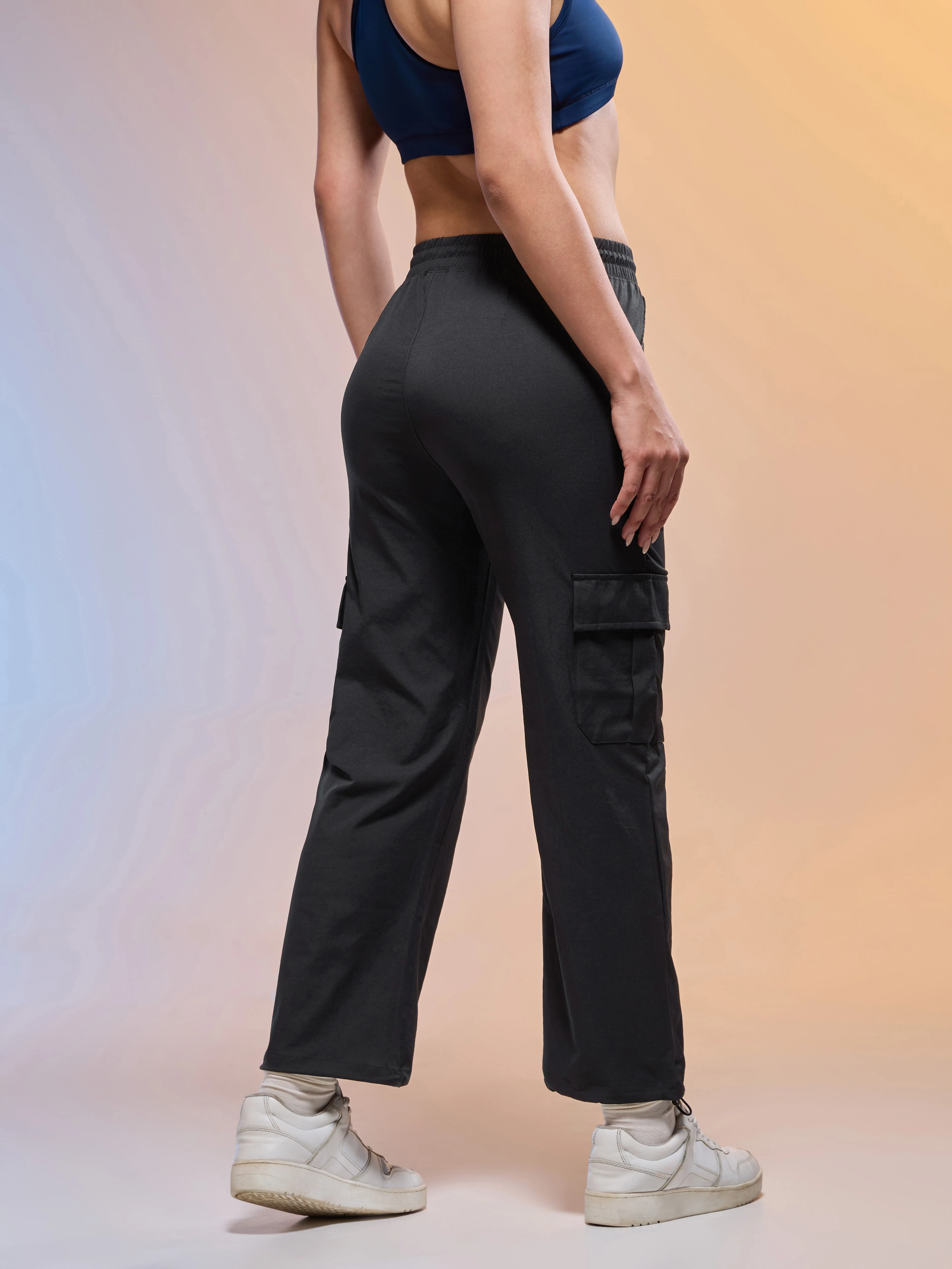 Women Solid Slim Fit Sports Cargo Trackpants with TS FLEXI - Image 3