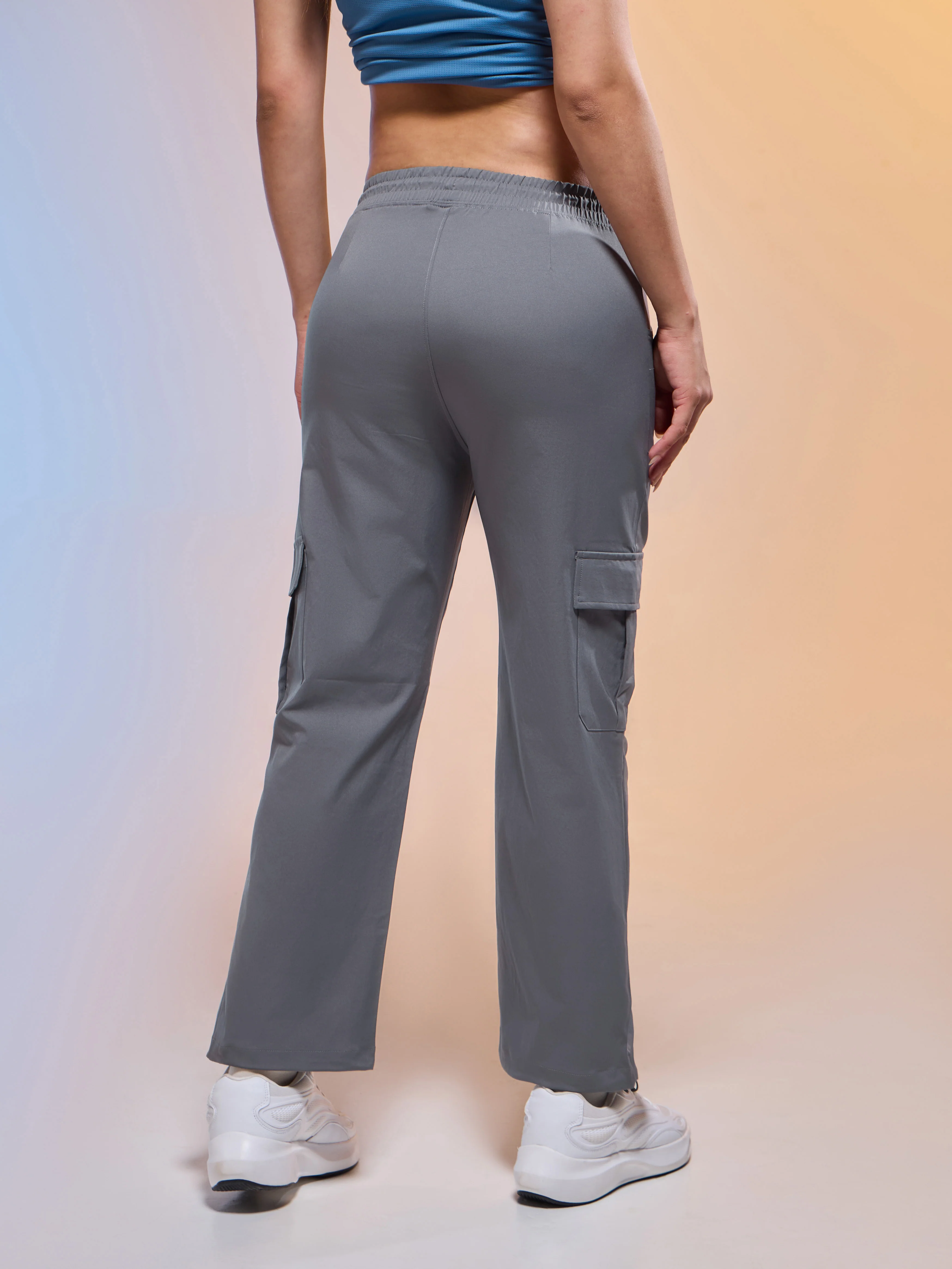 Women Solid Slim Fit Sports Cargo Trackpants with TS FLEXI - Image 3