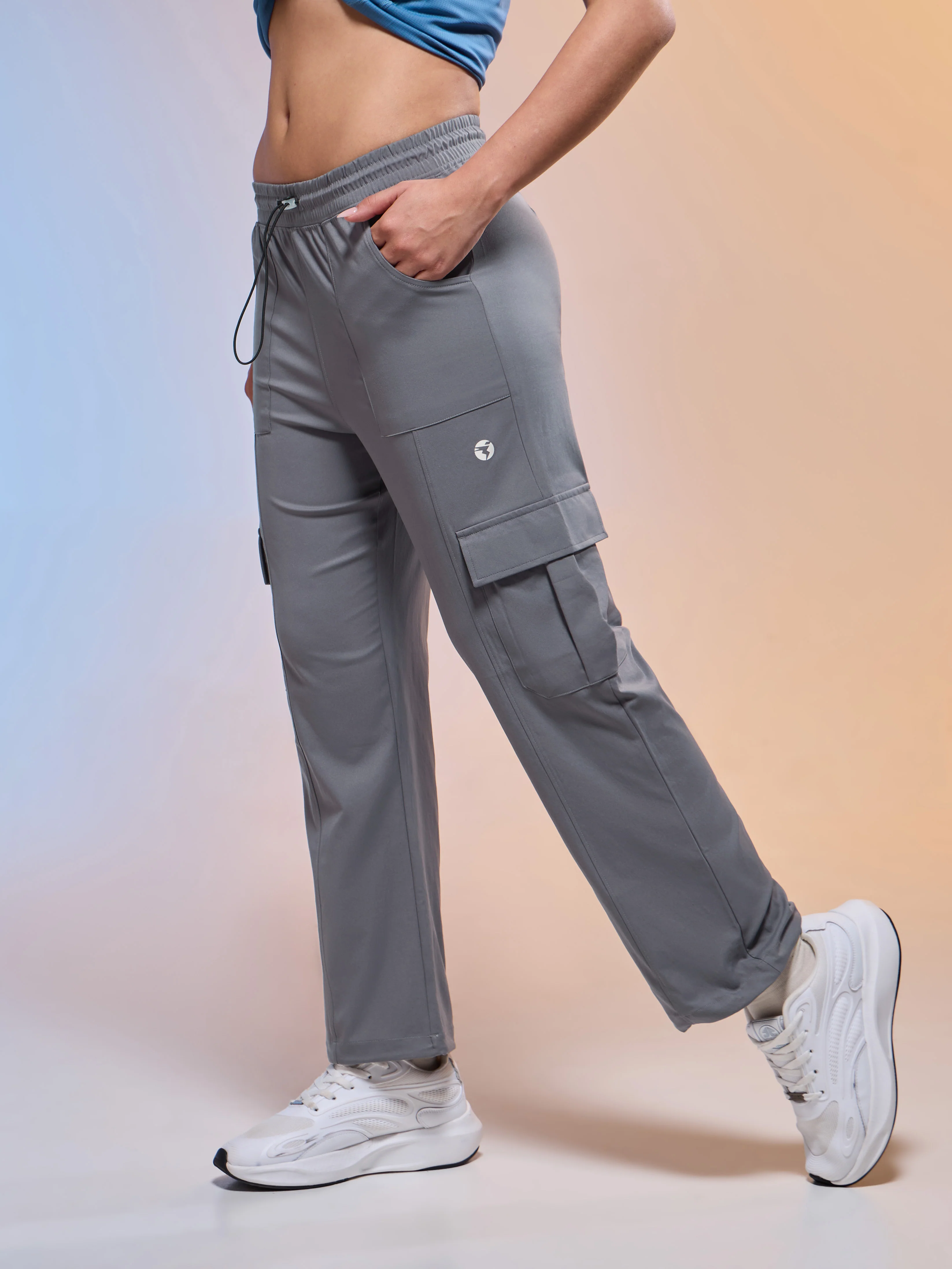Women Solid Slim Fit Sports Cargo Trackpants with TS FLEXI - Image 4