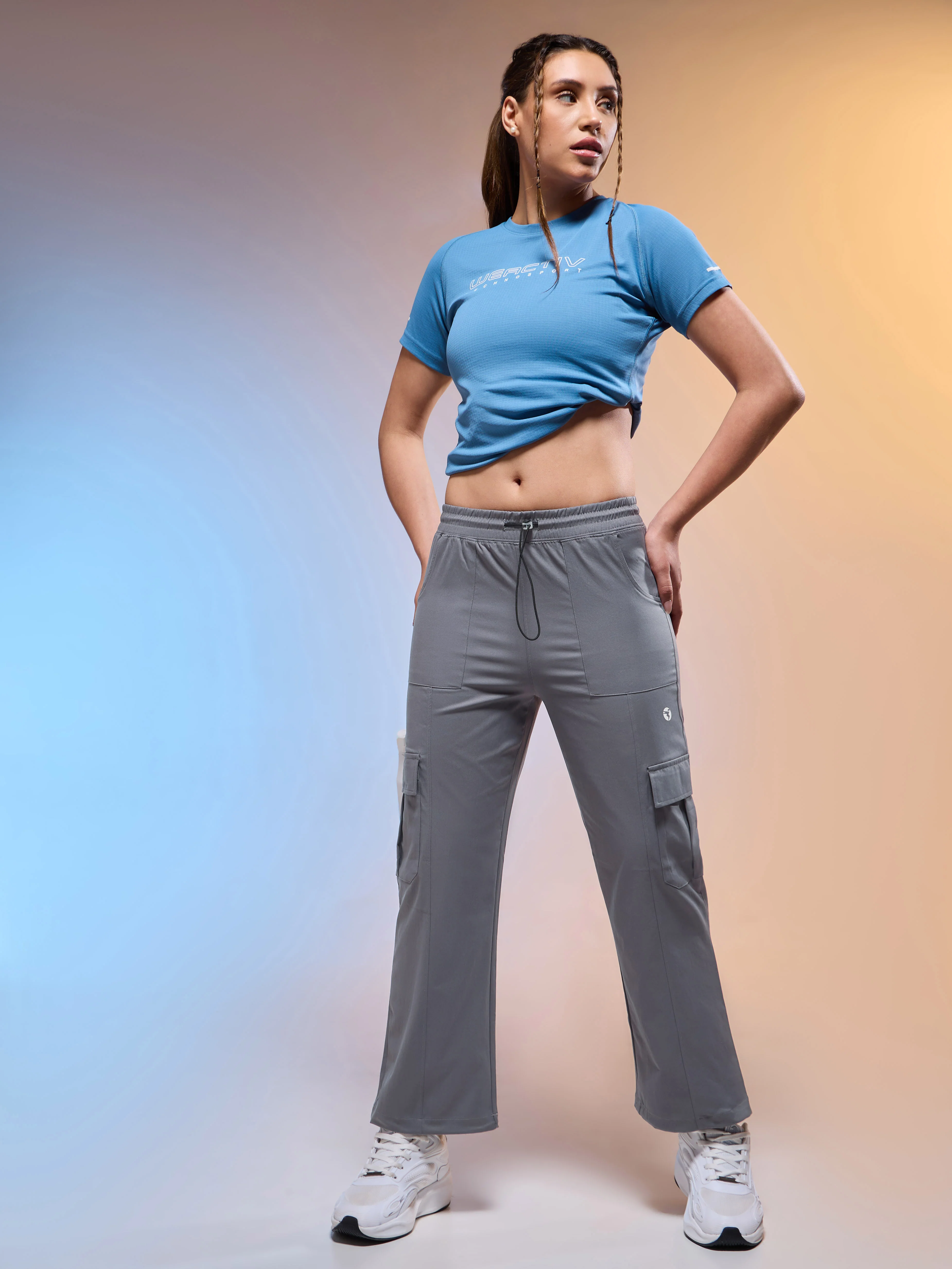 Women Solid Slim Fit Sports Cargo Trackpants with TS FLEXI - Image 5