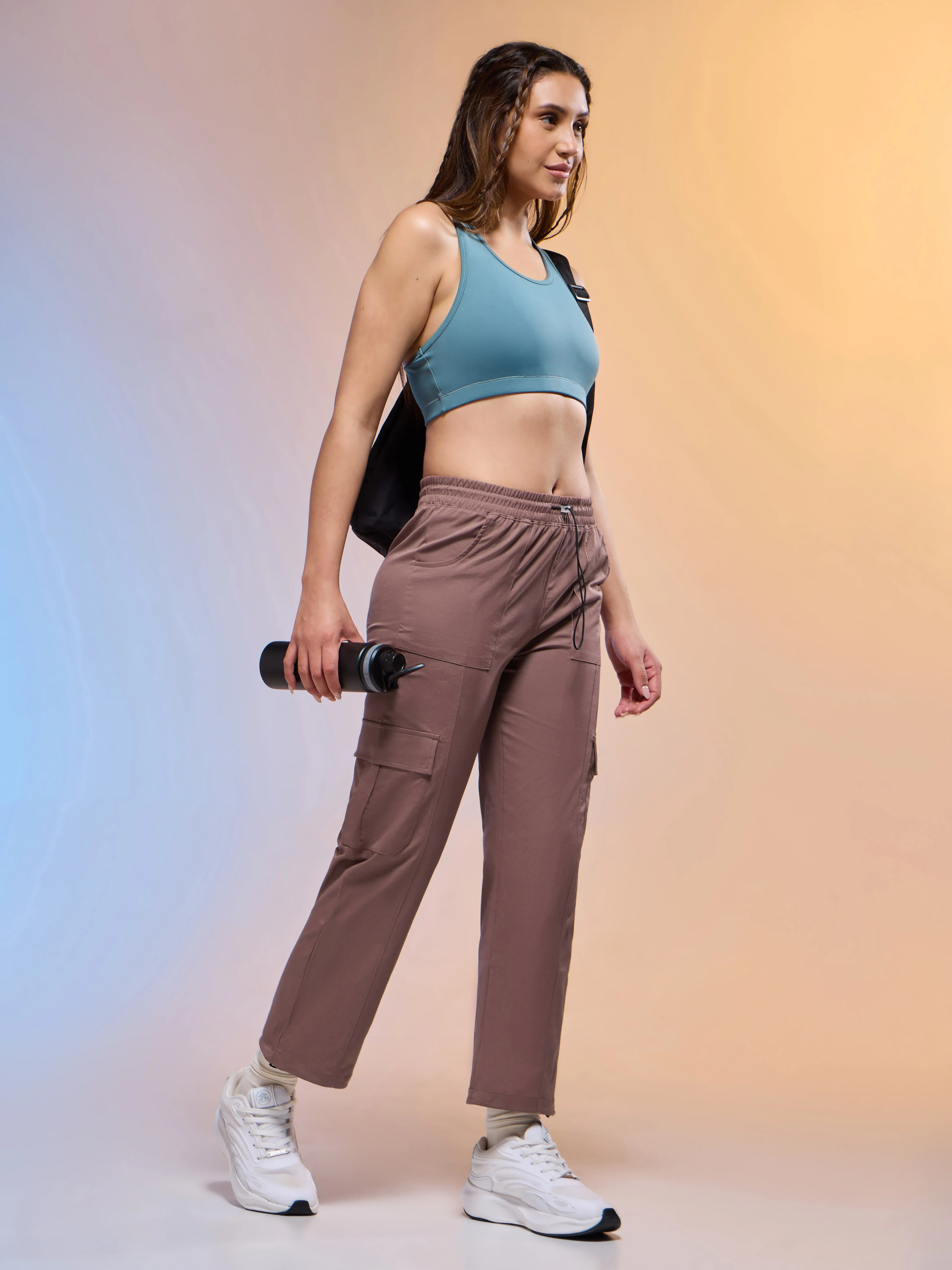 Women Solid Slim Fit Sports Cargo Trackpants with TS FLEXI - Image 5
