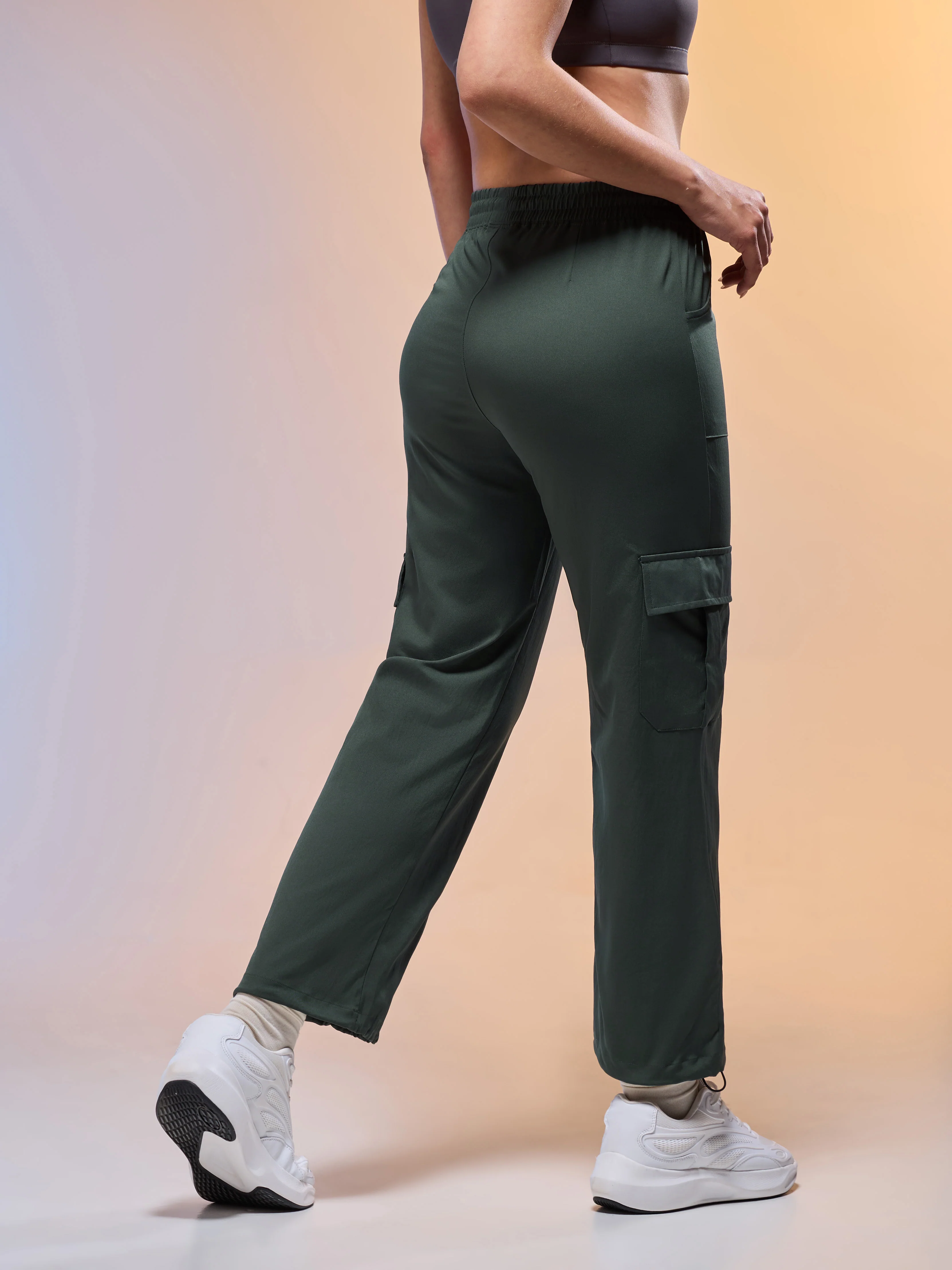 Women Solid Slim Fit Sports Cargo Trackpants with TS FLEXI - Image 3