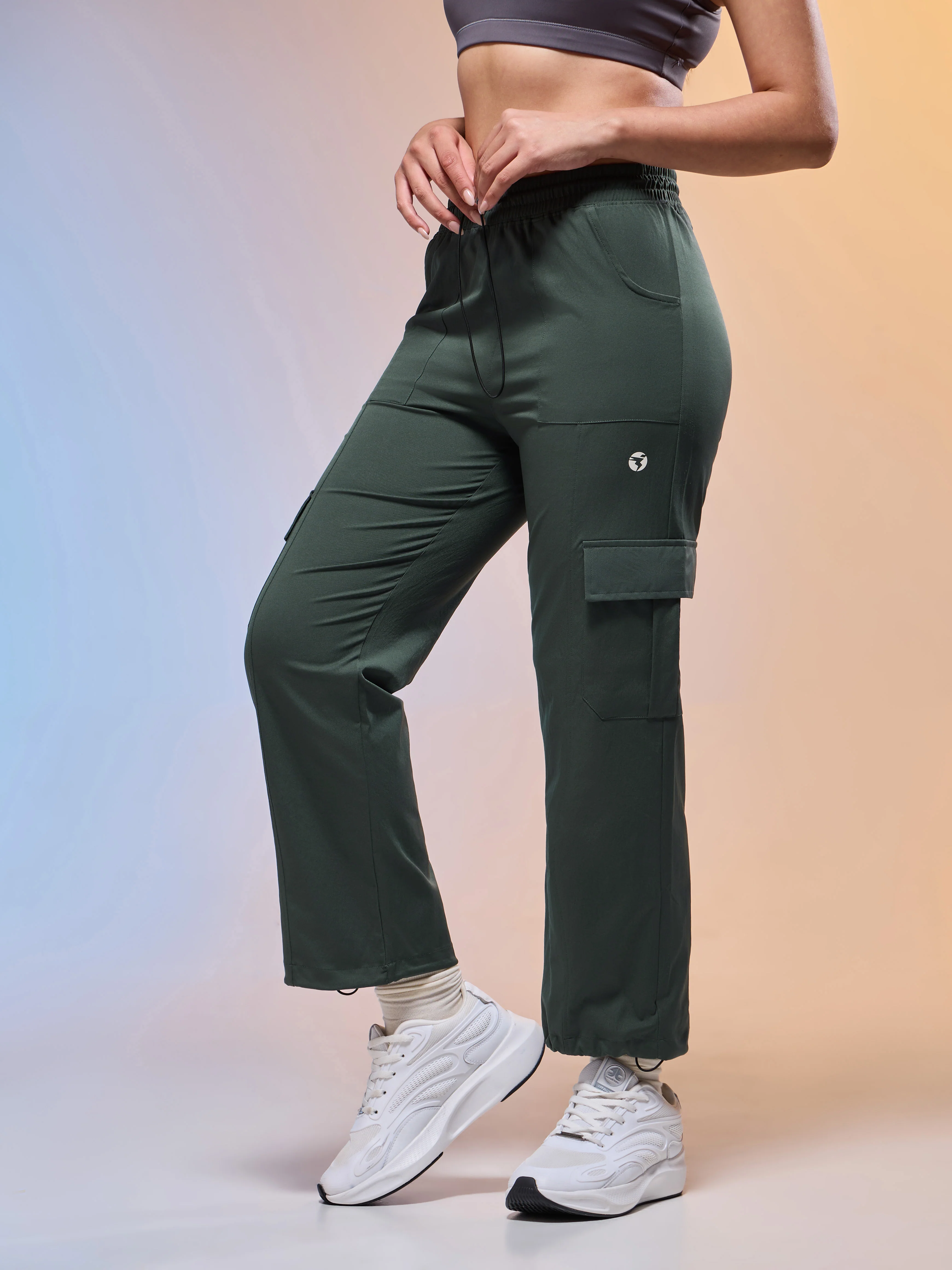 Women Solid Slim Fit Sports Cargo Trackpants with TS FLEXI - Image 4