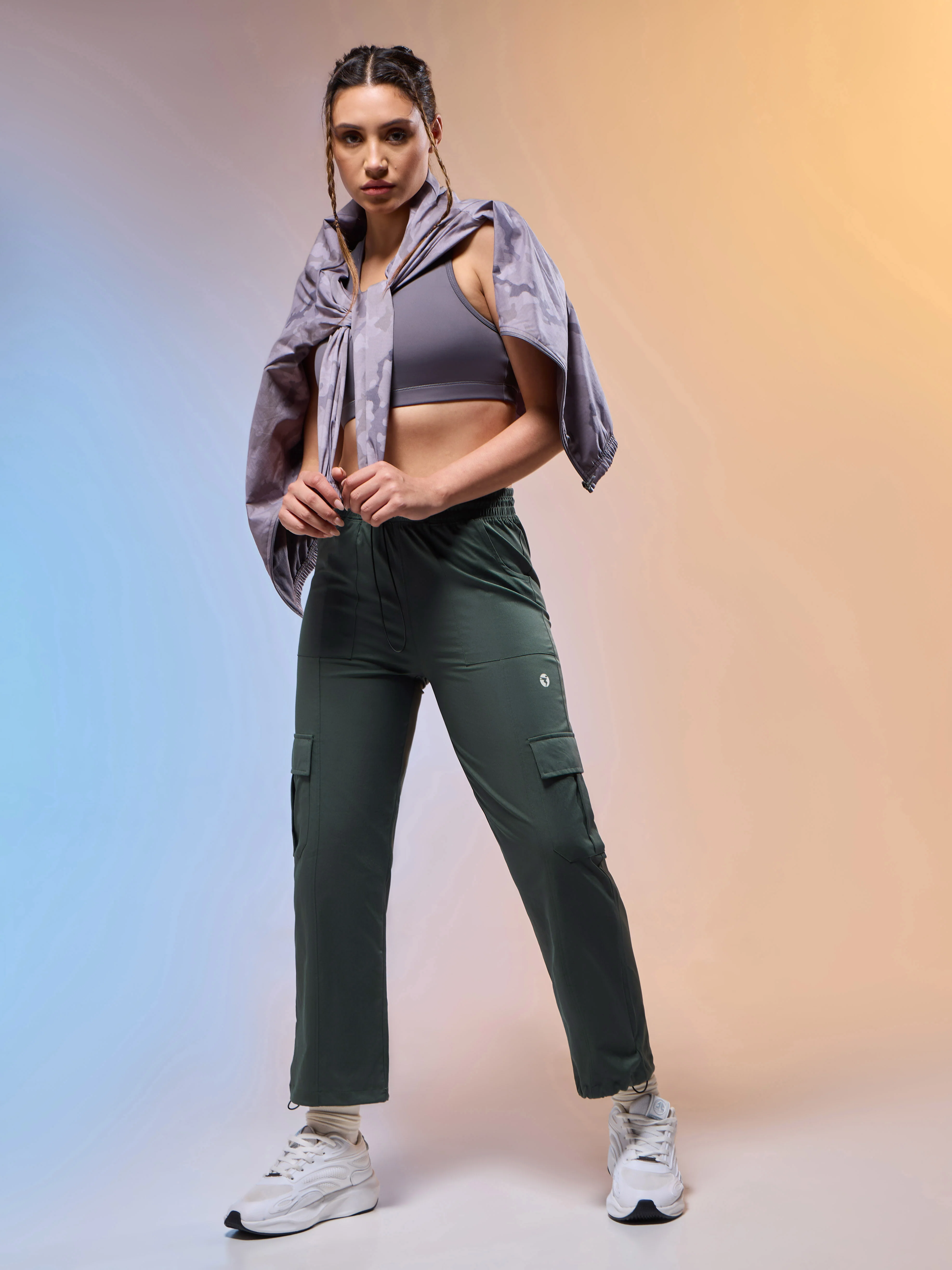 Women Solid Slim Fit Sports Cargo Trackpants with TS FLEXI - Image 5