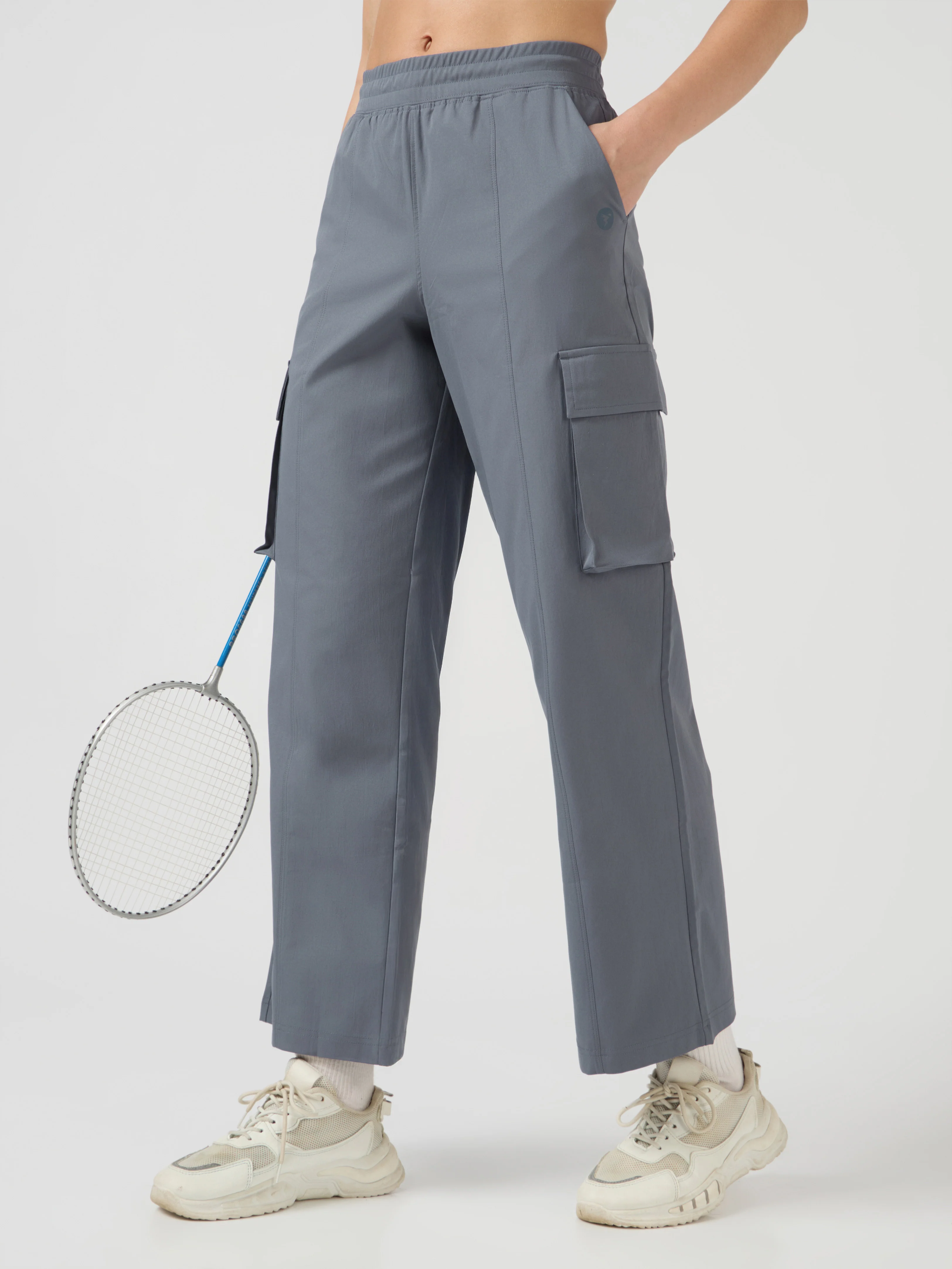Women Solid Slim Fit Sports Cargo Trackpants with TS FLEXI