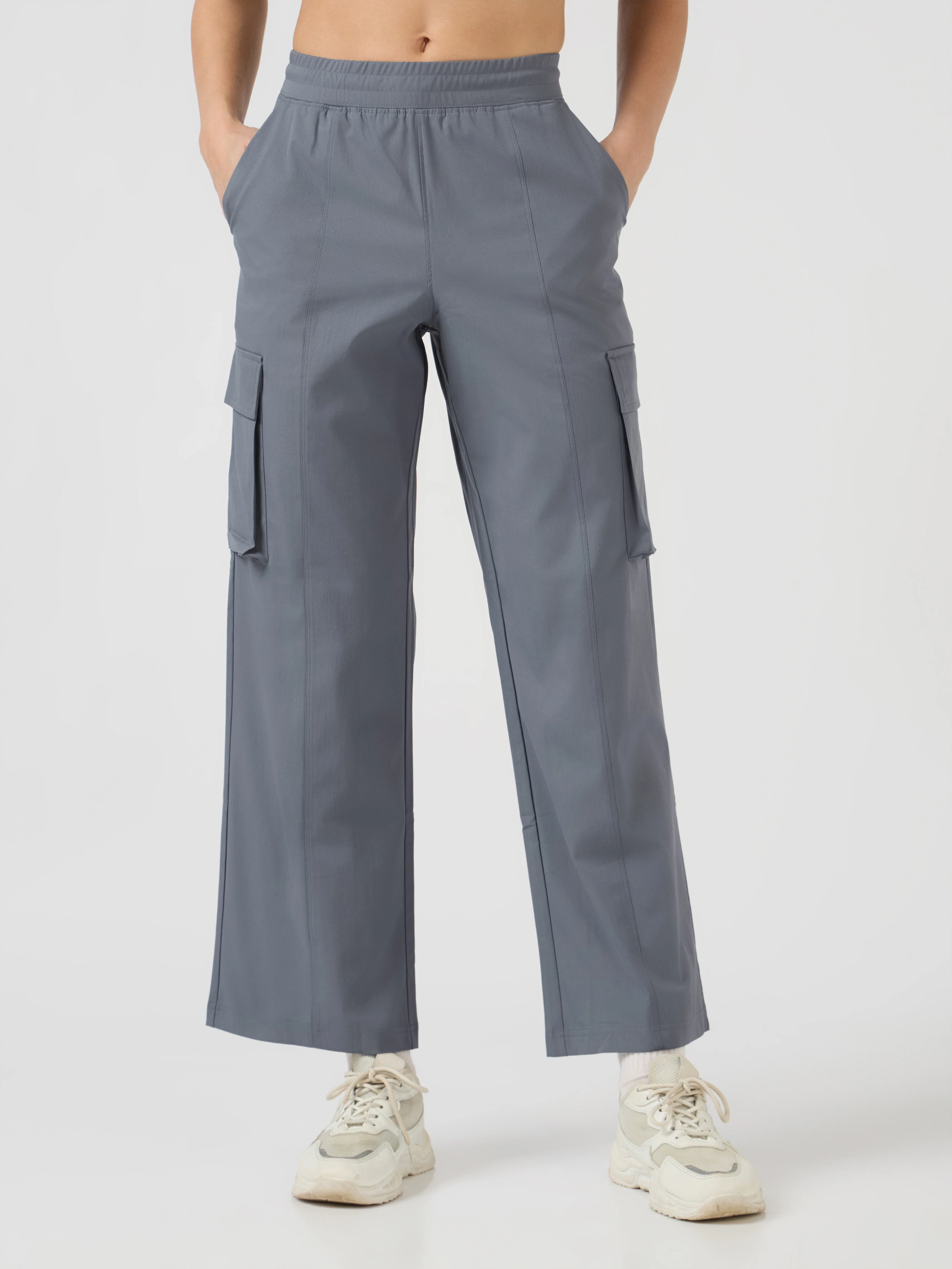 Women Solid Slim Fit Sports Cargo Trackpants with TS FLEXI - Image 2
