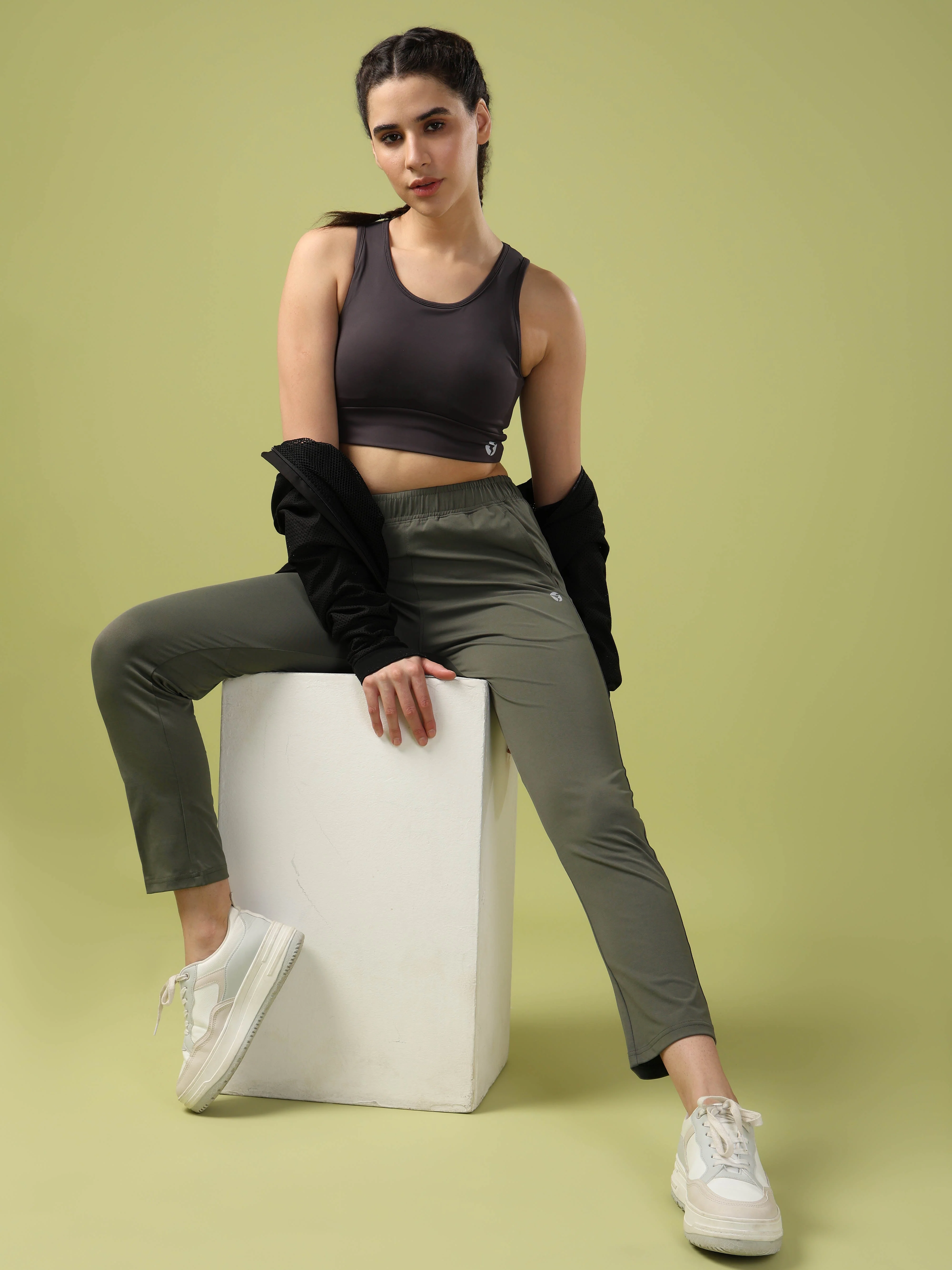 Women Solid Straight Fit Trackpants with 4 Way Crispy - Image 3