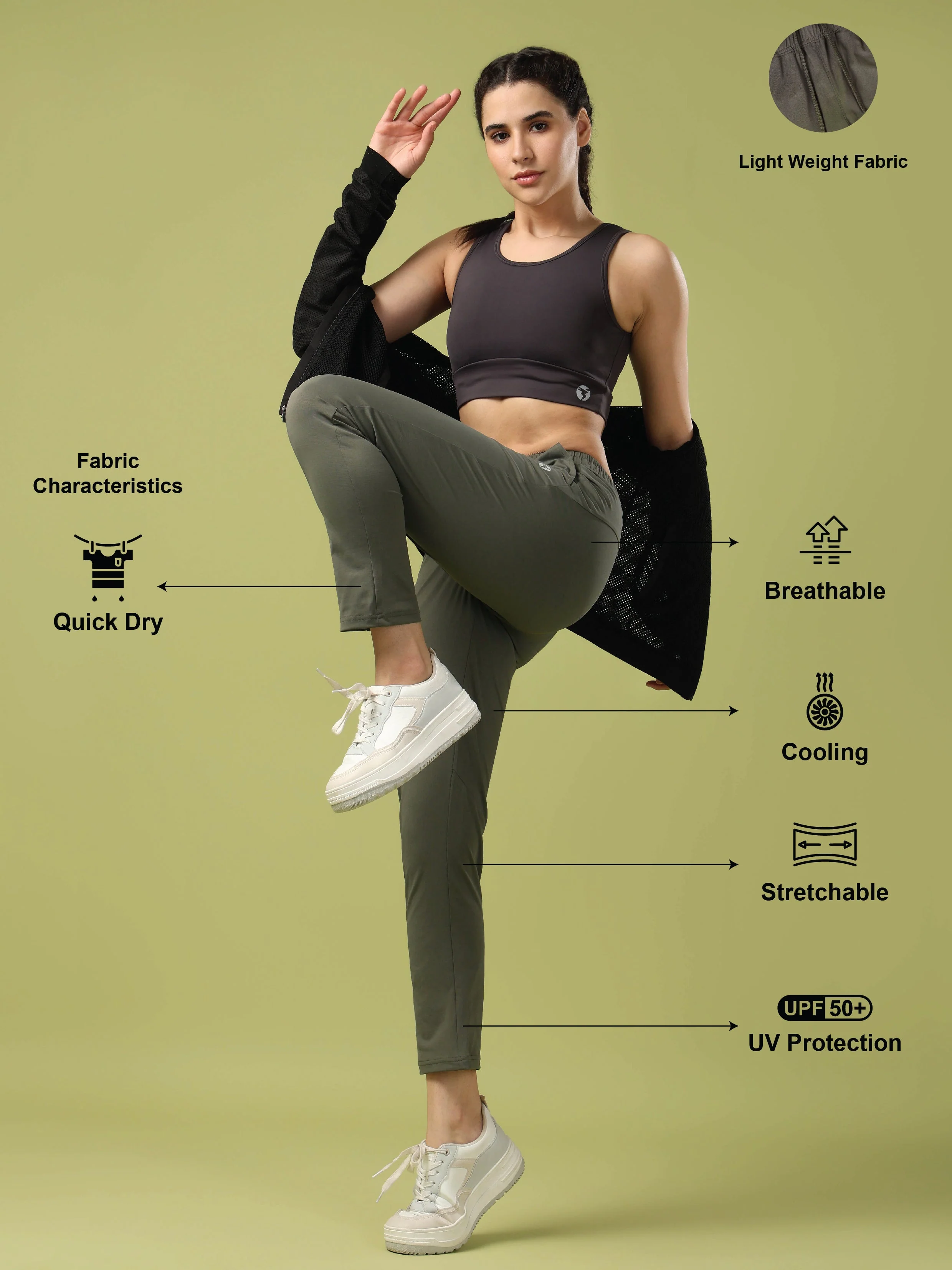Women Solid Straight Fit Trackpants with 4 Way Crispy - Image 5
