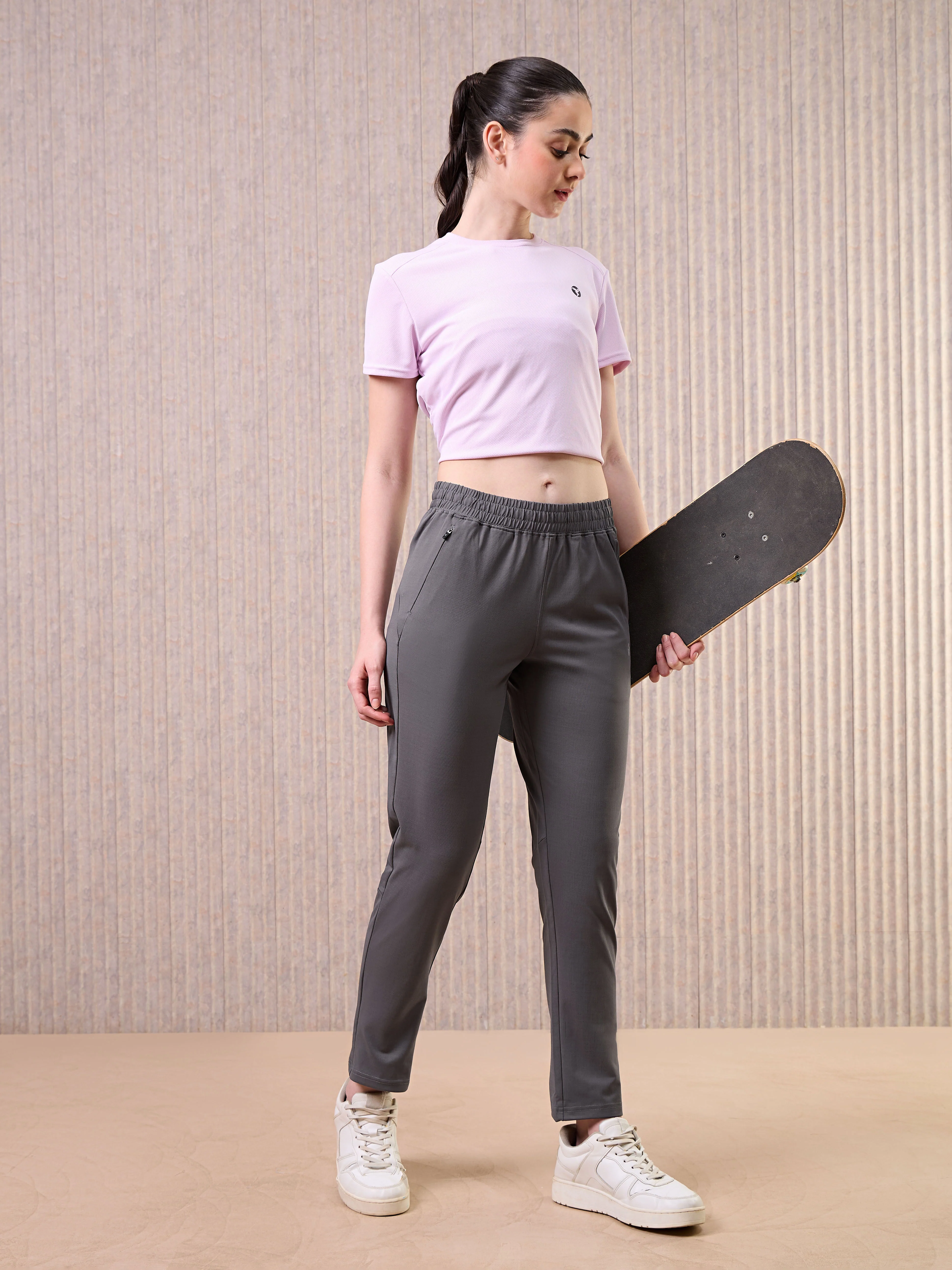 Women Solid Straight Fit Trackpants with 4 Way Crispy - Image 5