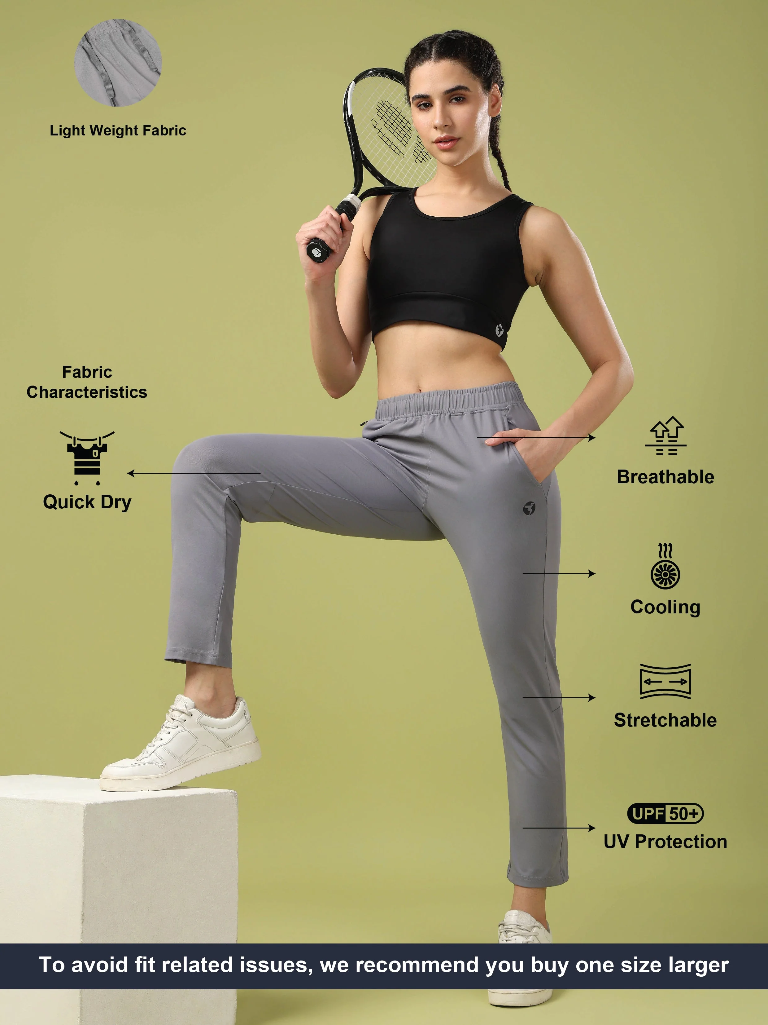 Women Solid Straight Fit Trackpants with 4 Way Crispy - Image 4