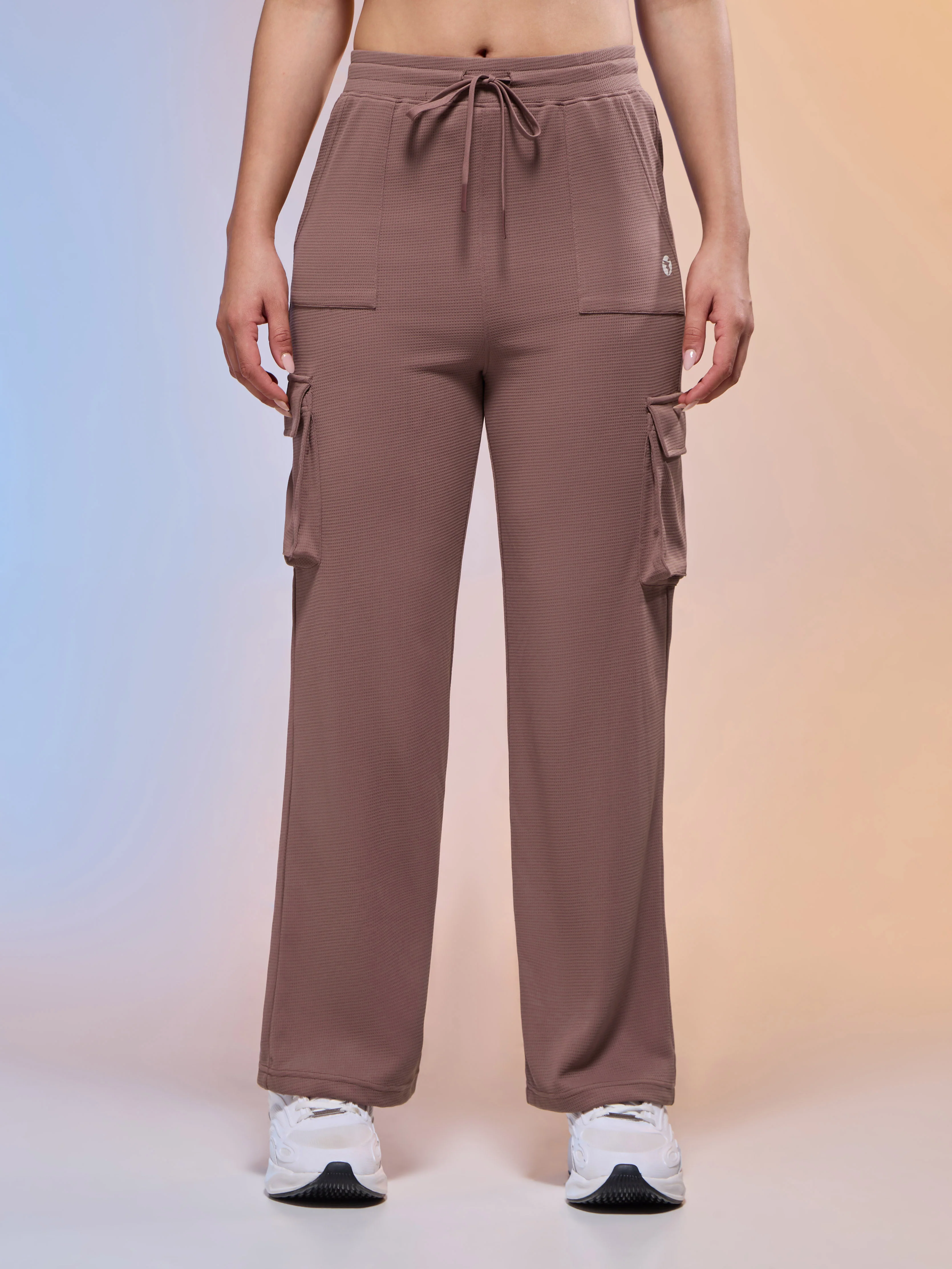 Women Solid Straight Fit Cargo Trackpants with TECHNOCOOL+ - Image 3