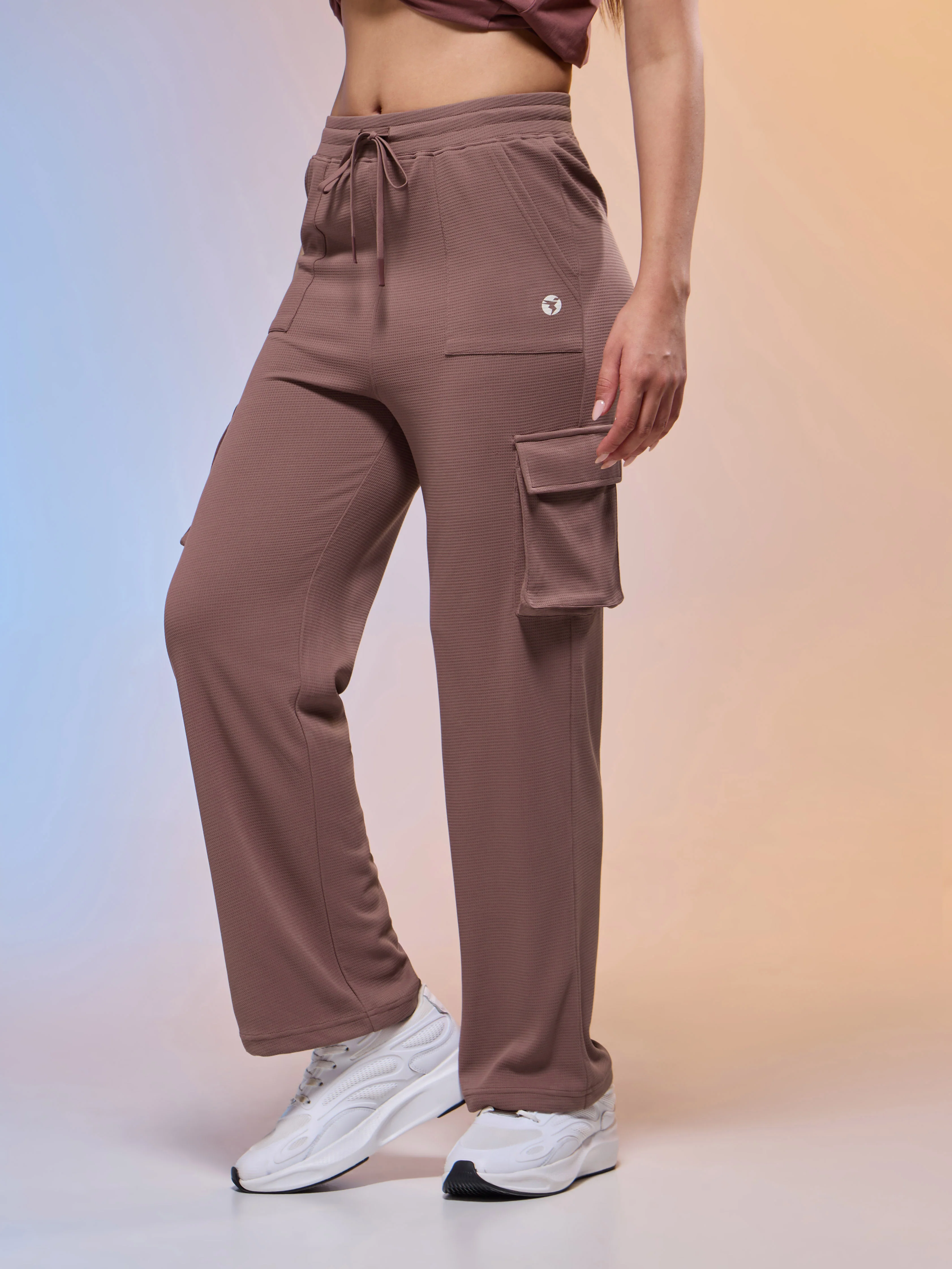 Women Solid Straight Fit Cargo Trackpants with TECHNOCOOL+ - Image 5