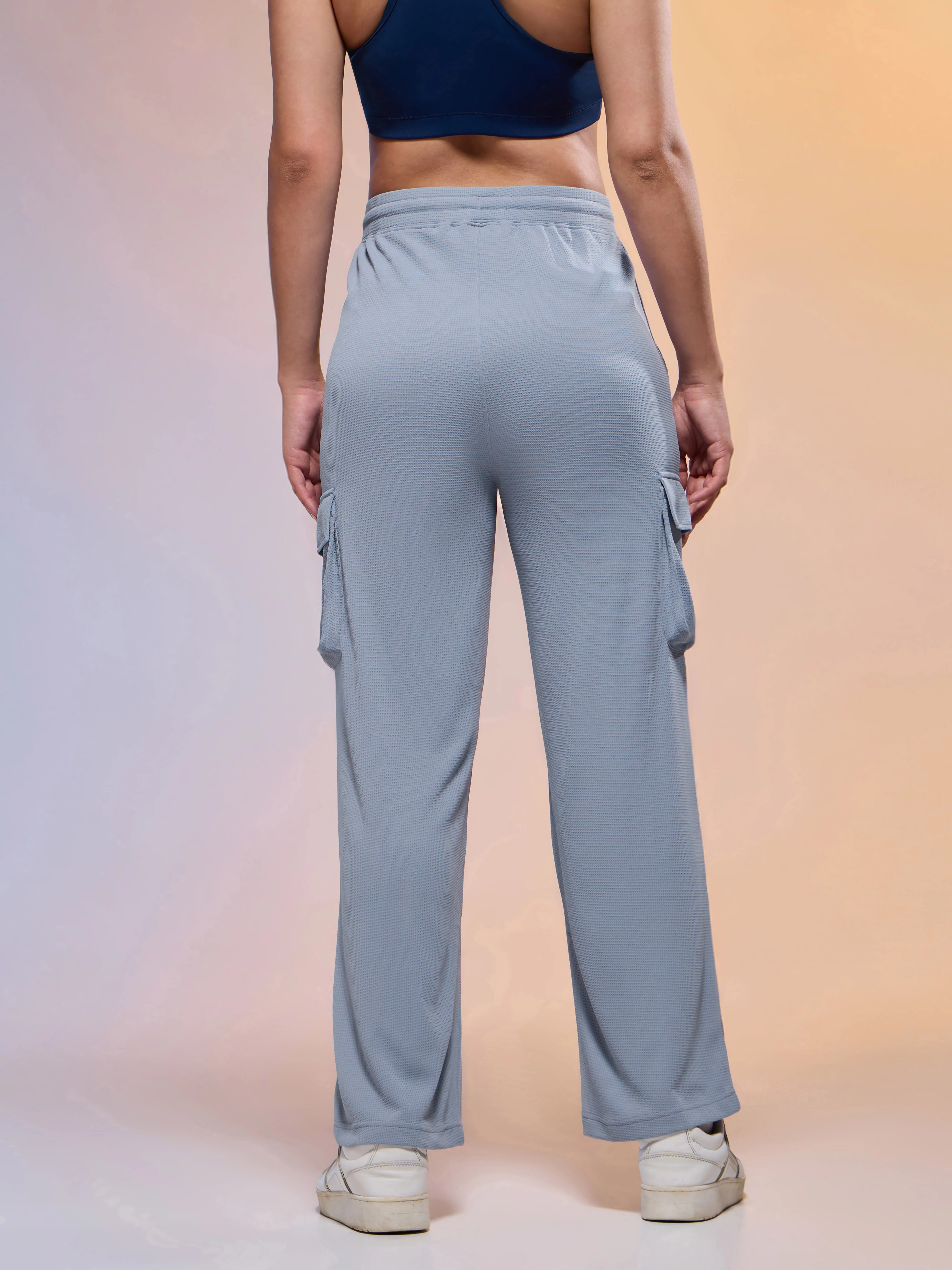 Women Solid Straight Fit Cargo Trackpants with TECHNOCOOL+ - Image 3
