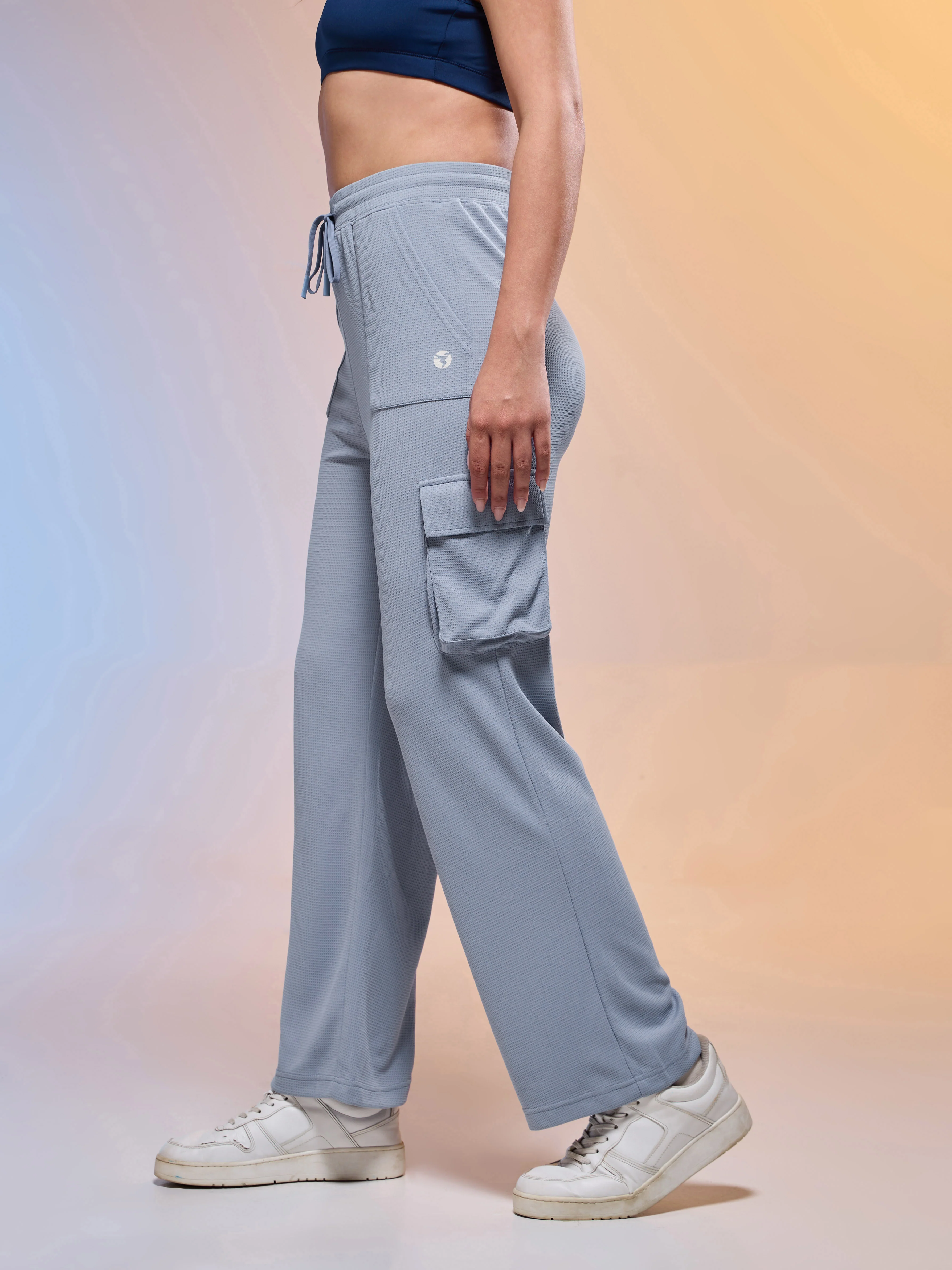 Women Solid Straight Fit Cargo Trackpants with TECHNOCOOL+ - Image 4